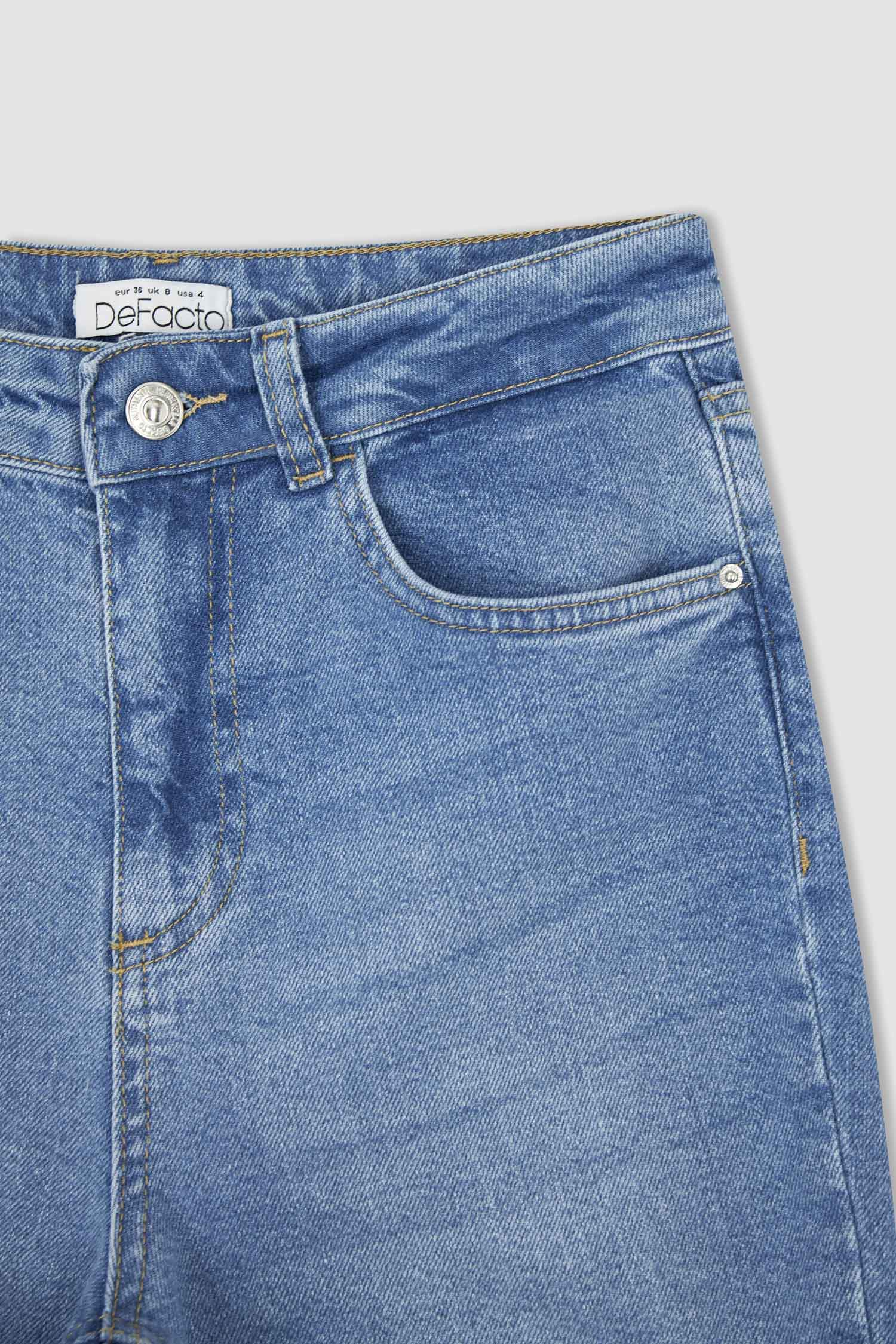 Defacto Slim Fit Yüksek Bel Paça Ucu Kesik Jean Pantolon. 10