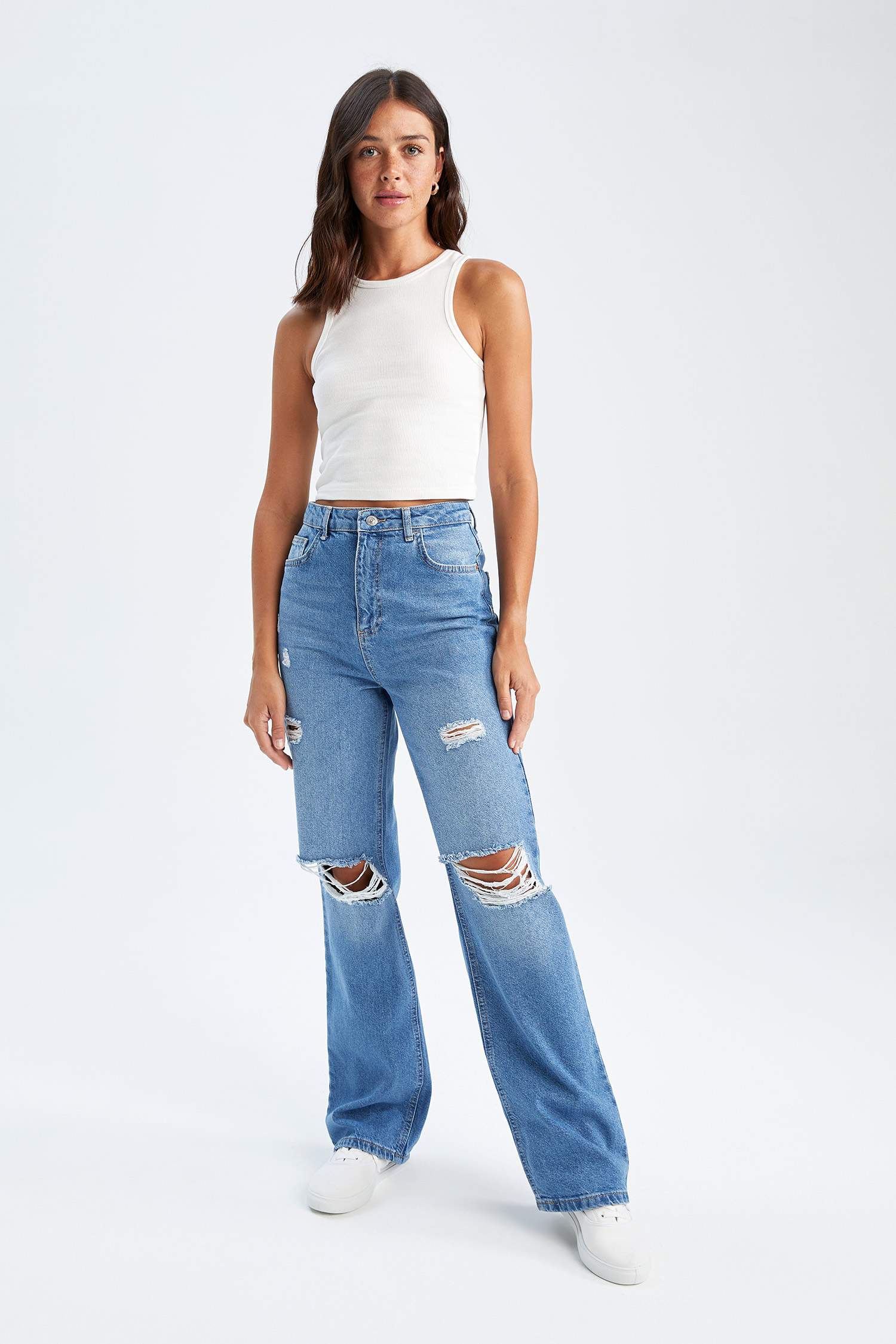 Blue WOMEN Jean Trousers 2558135 DeFacto