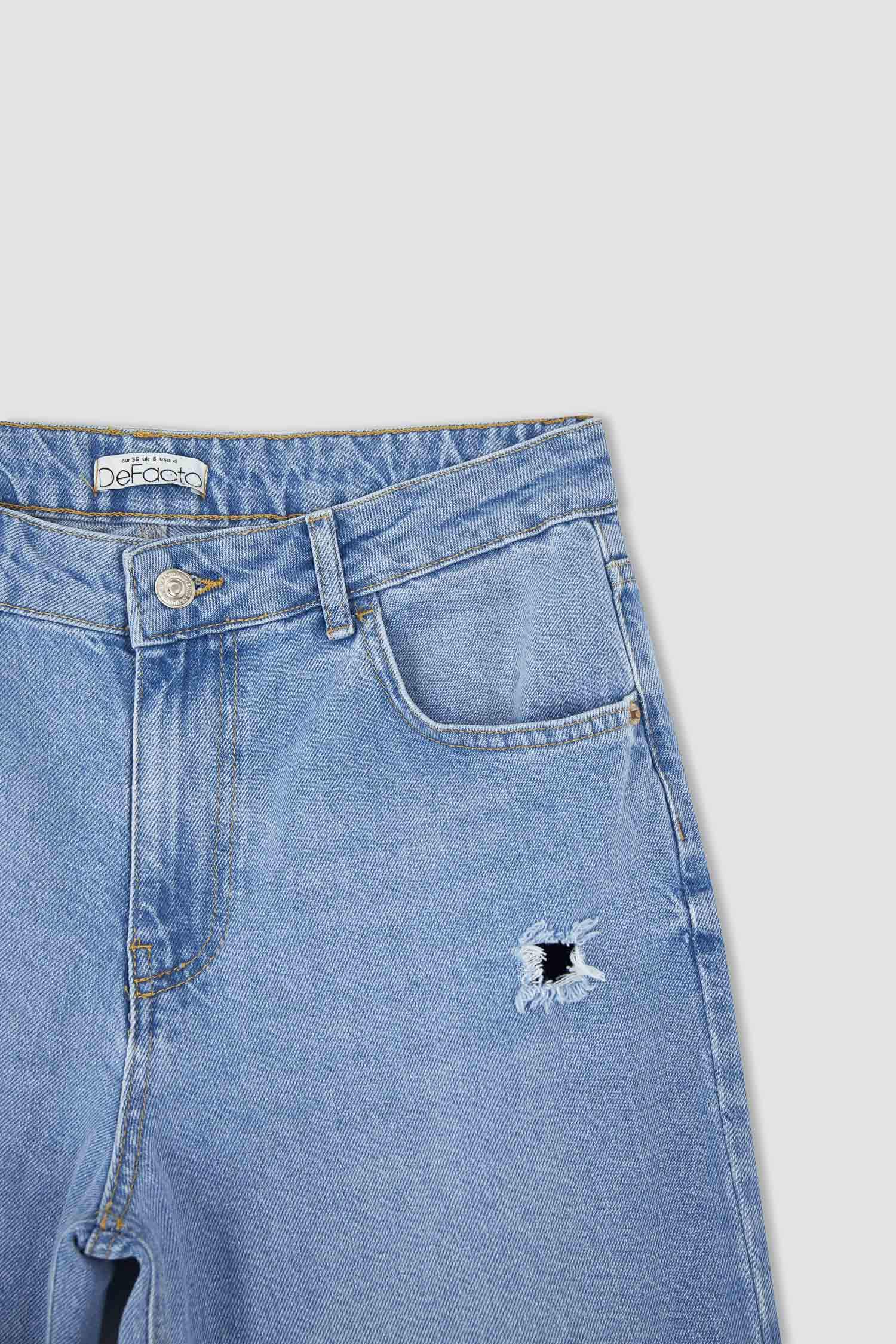 Blue WOMEN Wide Leg Jean Trousers 2558192 DeFacto