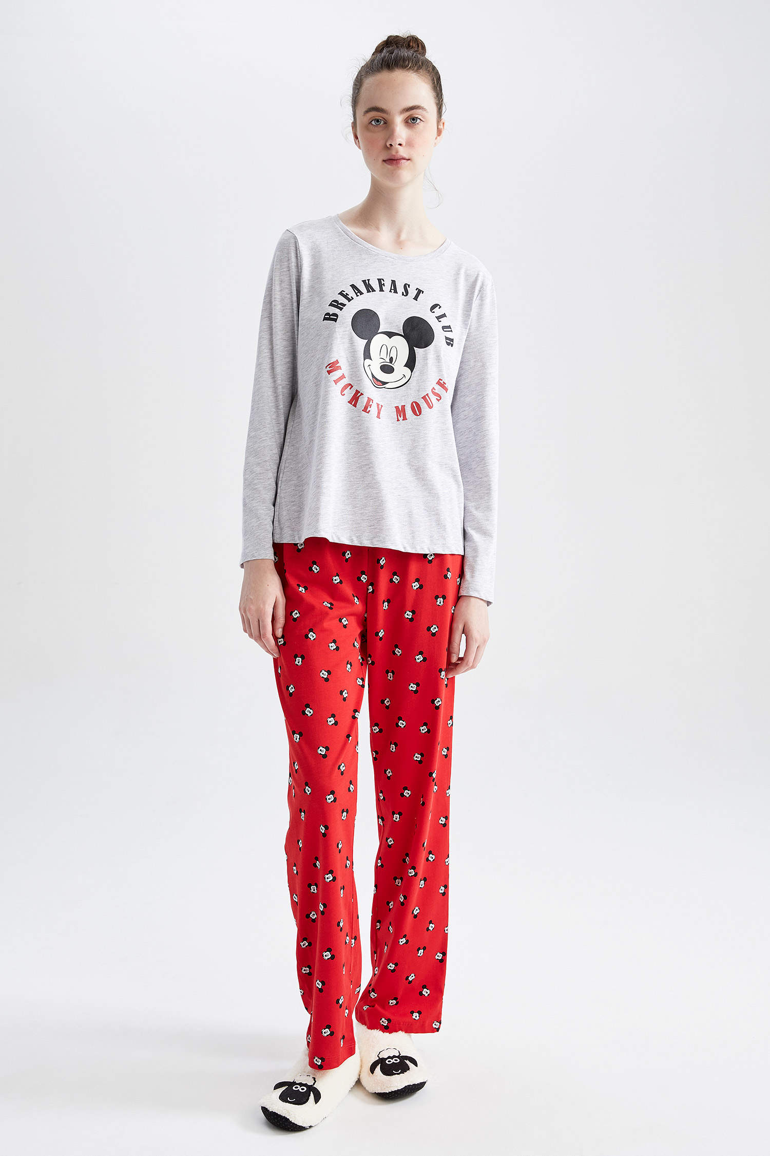 Defacto Disney Mickey & Minnie Fall In Love Regular Fit Pijama Takımı. 2