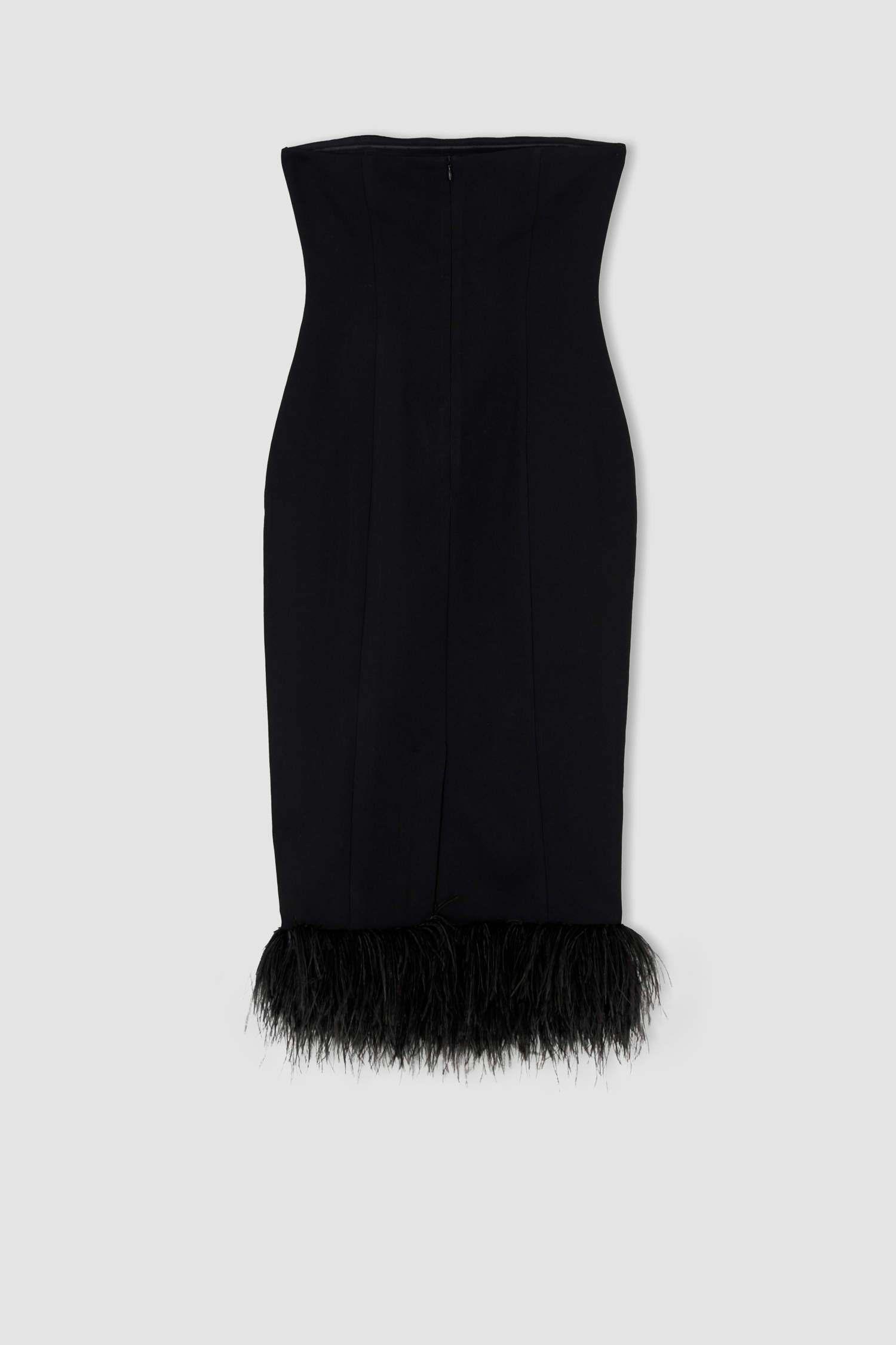 Defacto Nihan Peker Tasarım Straplez Tüy Detaylı Midi Elbise. 4