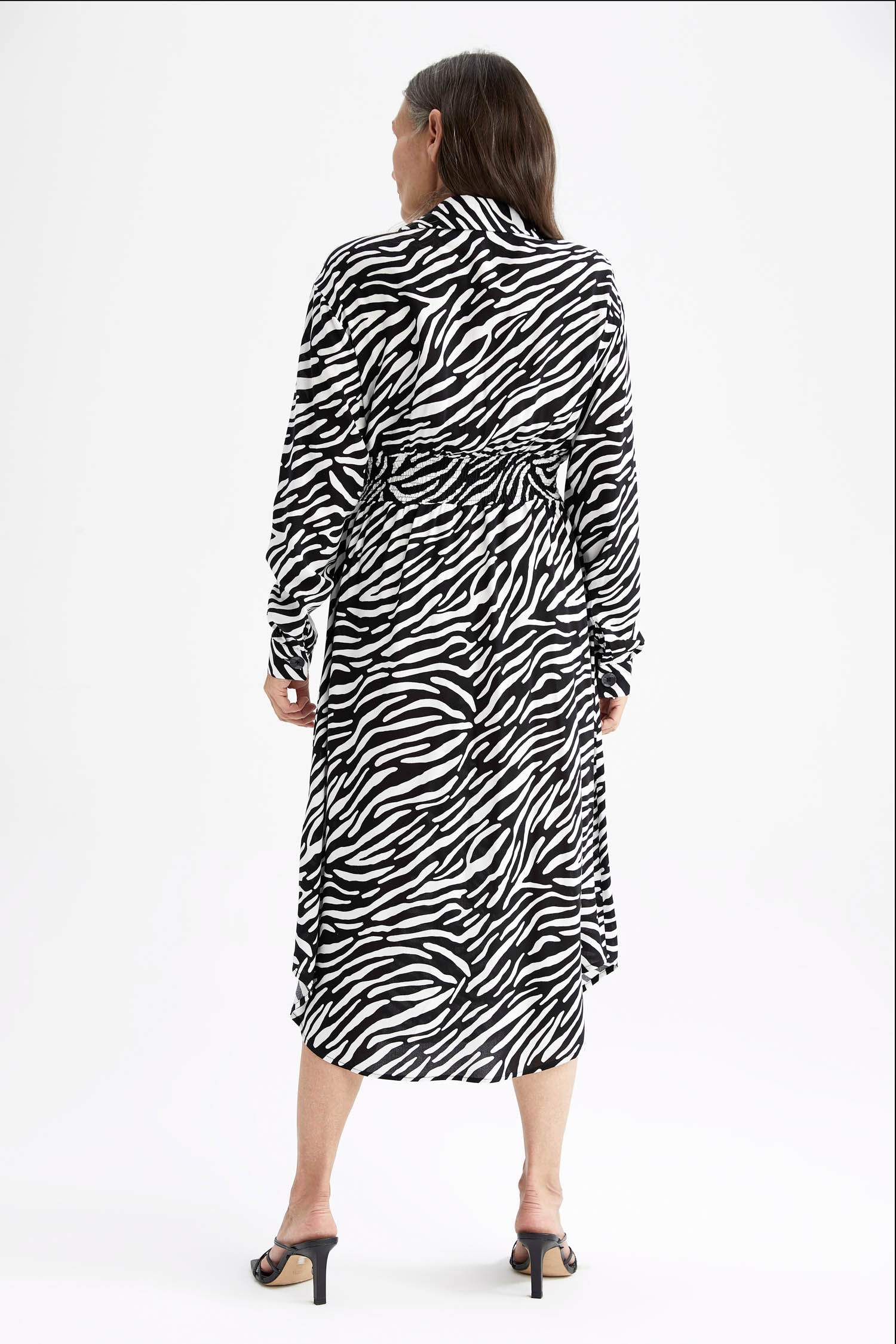 فستان ميدي كم طويل بياقة قميص