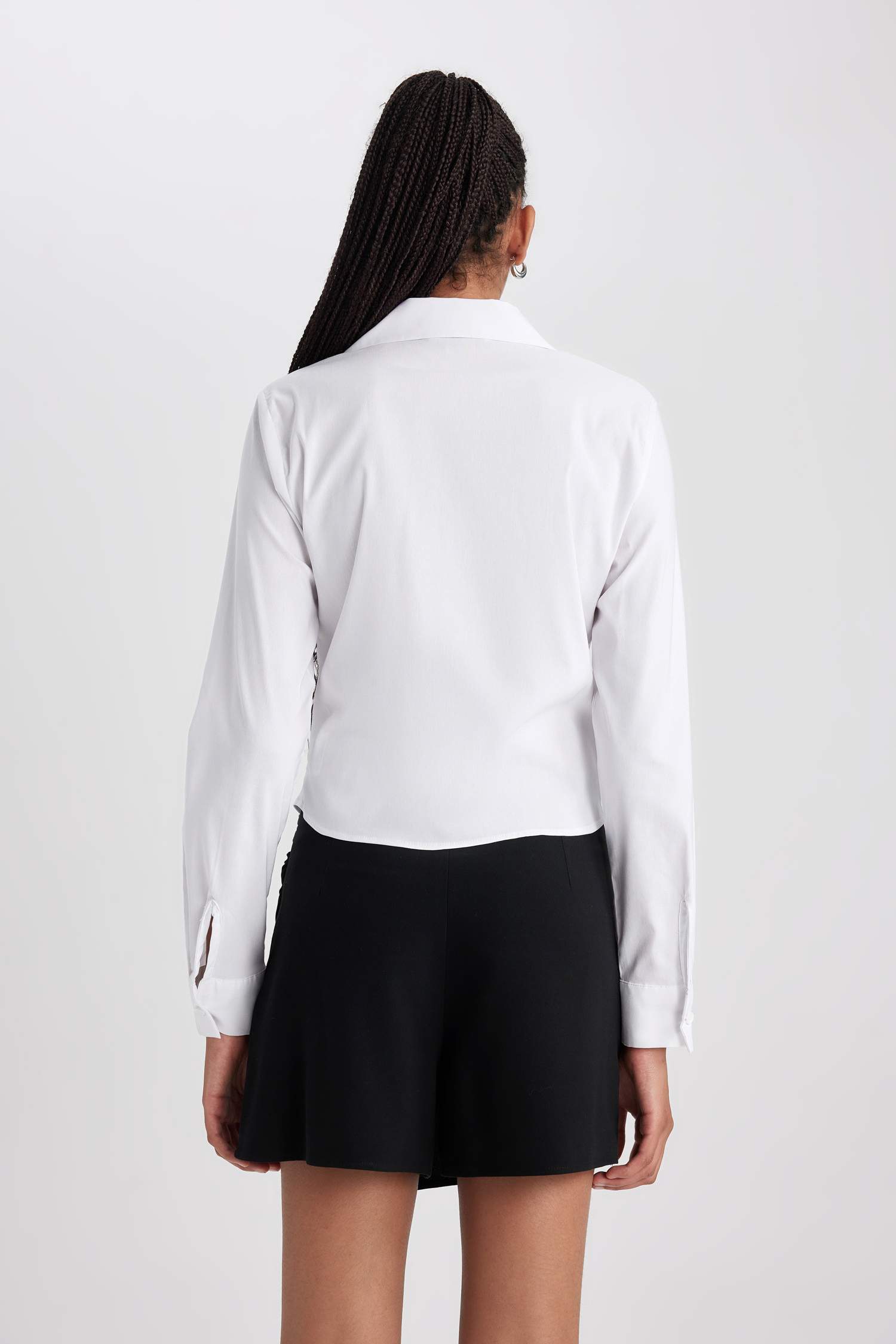 White WOMEN Slim Fit Long Sleeve Shirt 2943009 DeFacto
