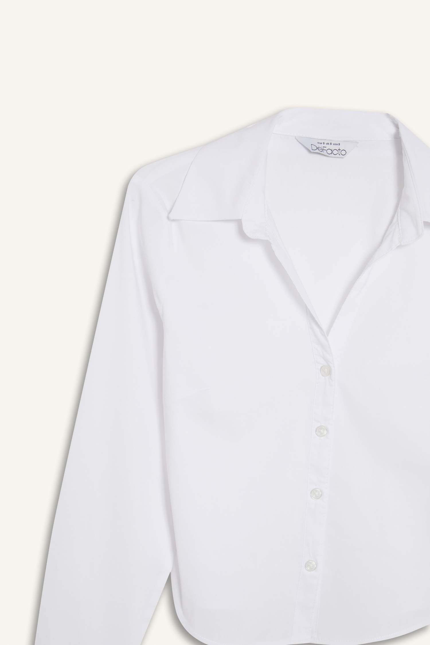 Fitted Bengalin Dokuma Basic Düz Uzun Kollu Beyaz Gömlek