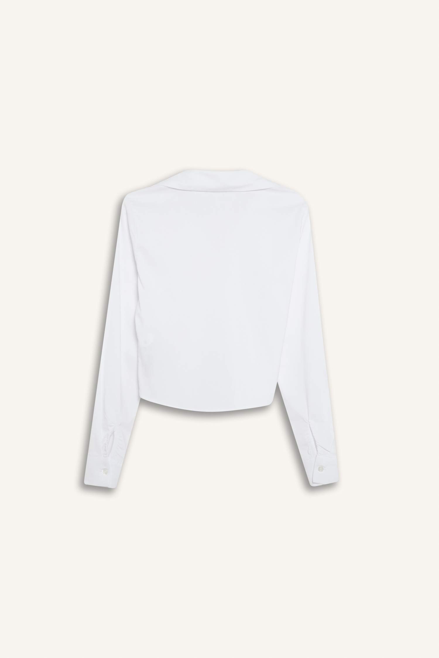 Fitted Bengalin Dokuma Basic Düz Uzun Kollu Beyaz Gömlek