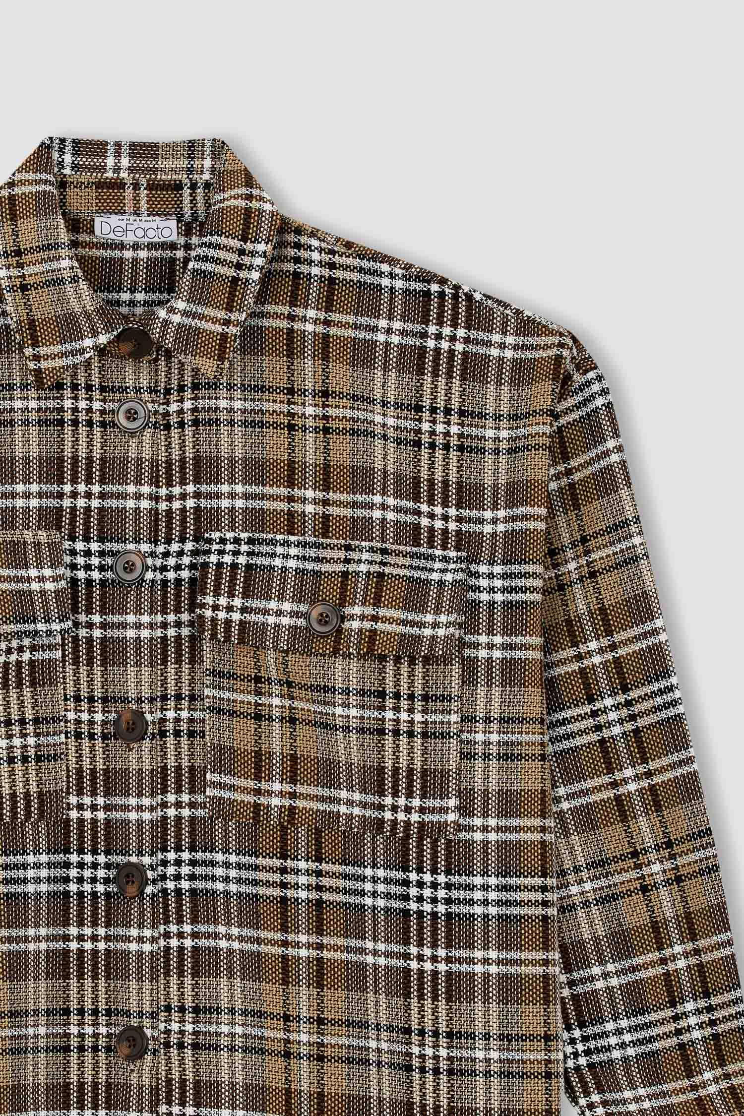 Туника с длинным рукавом с воротником в клетку из твида