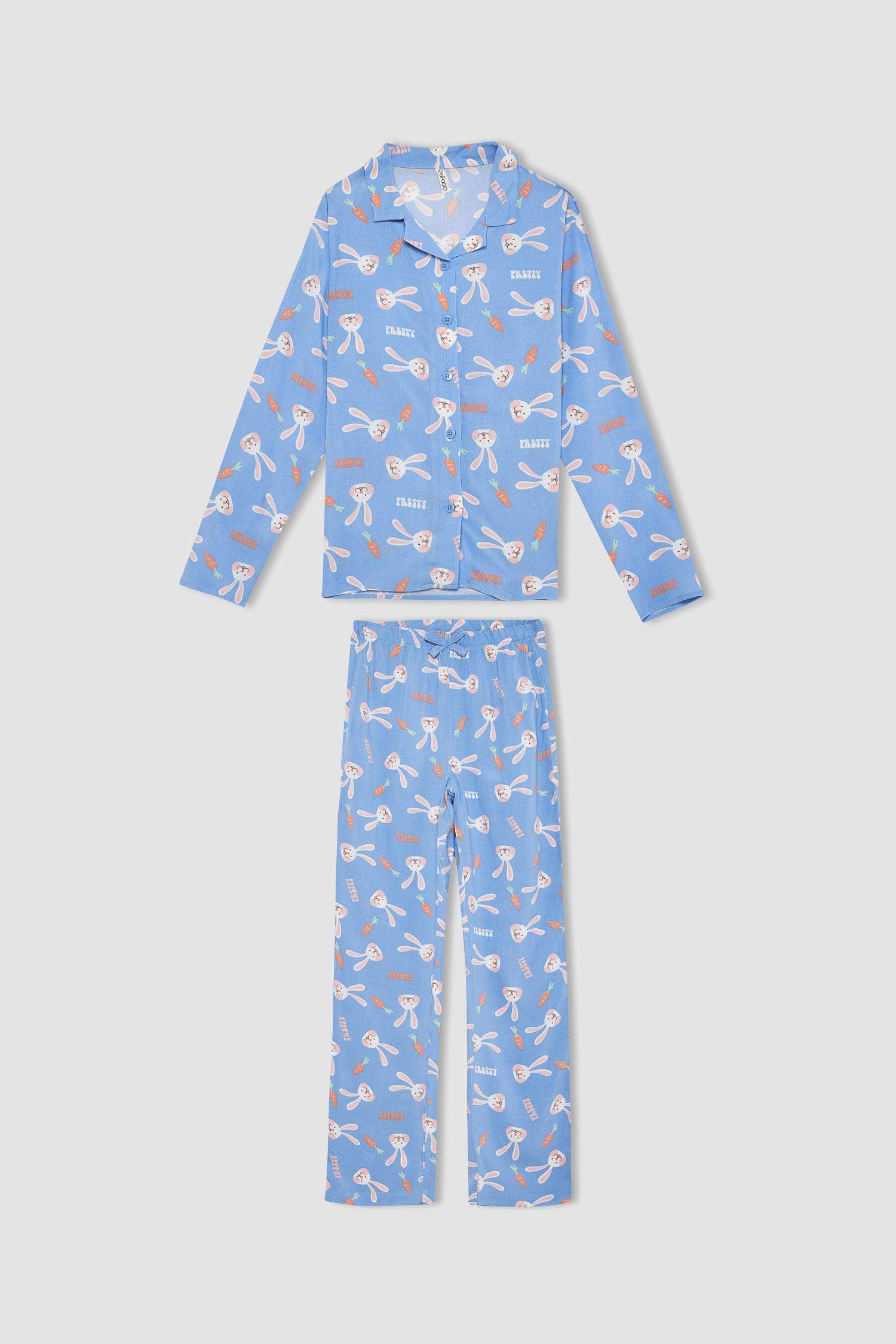 بيجاما محاك بناتي بقصة عادية من قطعتين