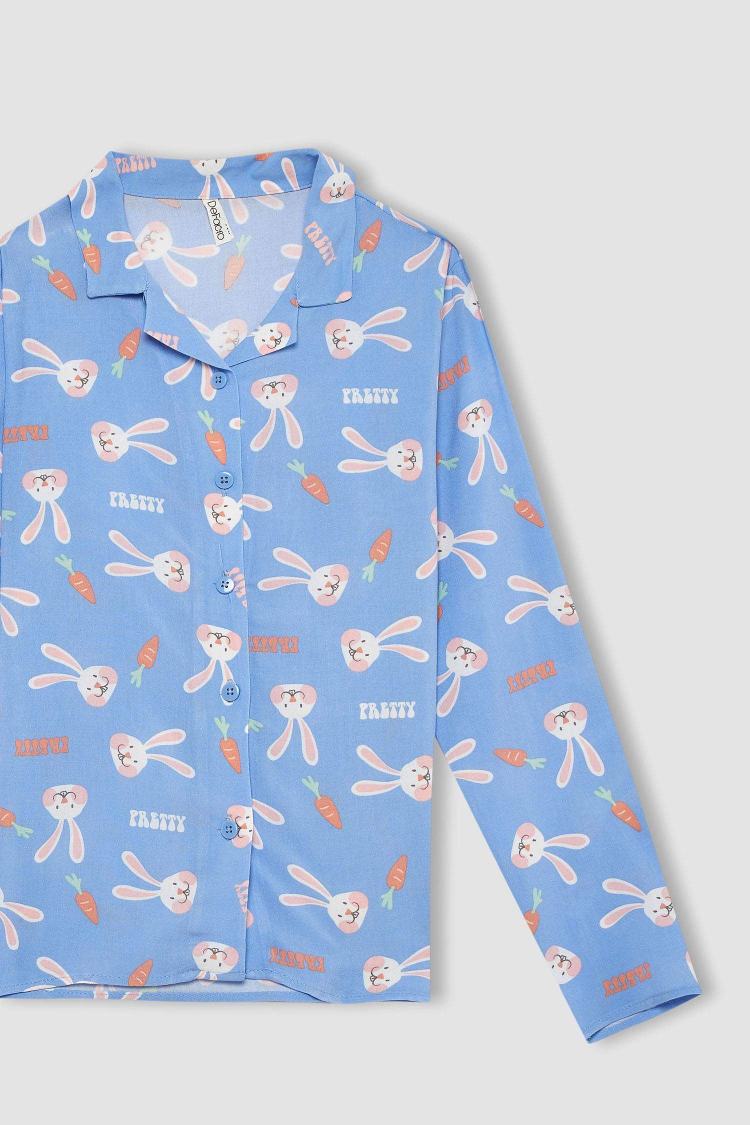 بيجاما محاك بناتي بقصة عادية من قطعتين