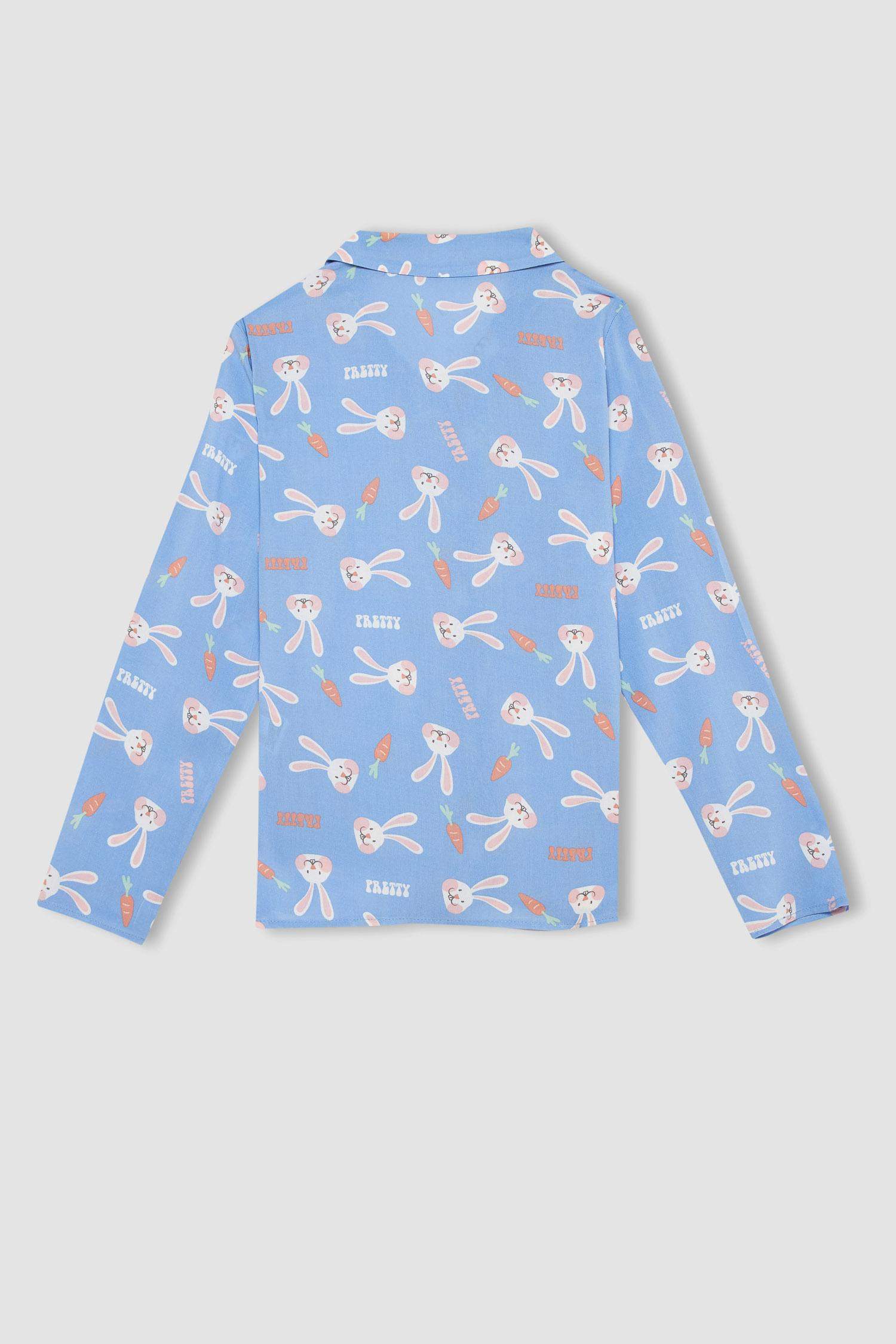 بيجاما محاك بناتي بقصة عادية من قطعتين