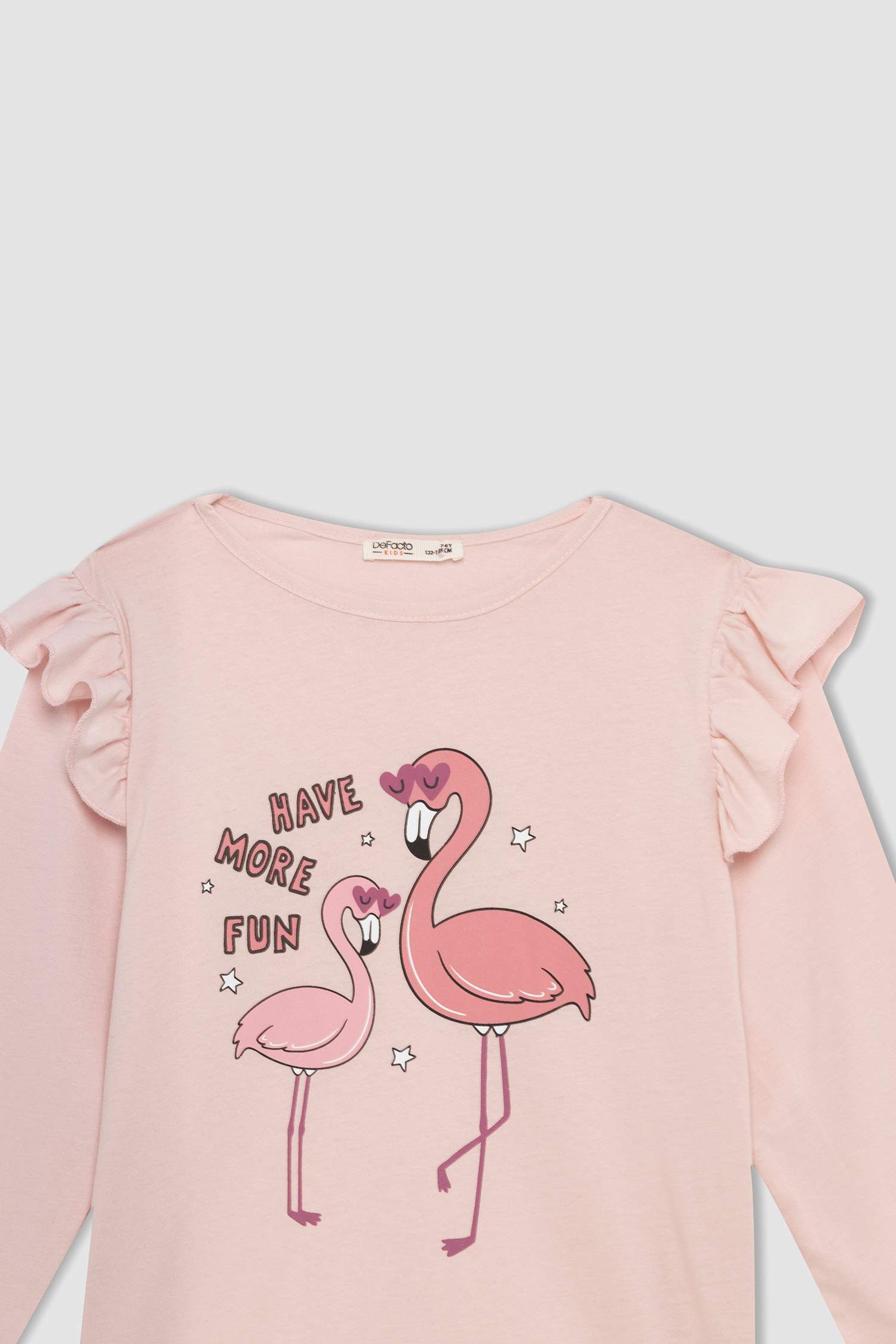 Girl Flamingo Printed Long Sleeve Pajamas Set