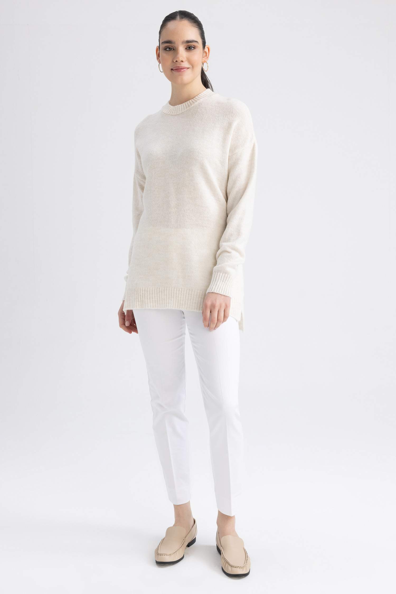 Relax Fit Crew Neck Pullover Tunic