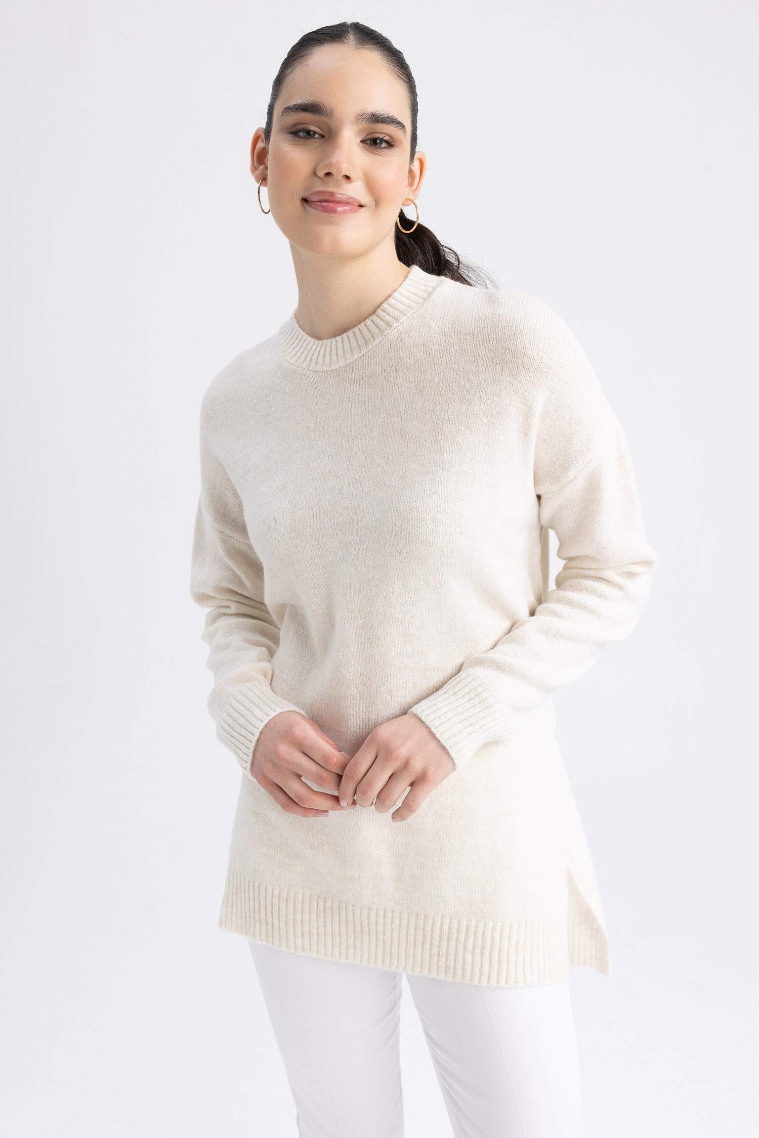 Relax Fit Crew Neck Pullover Tunic