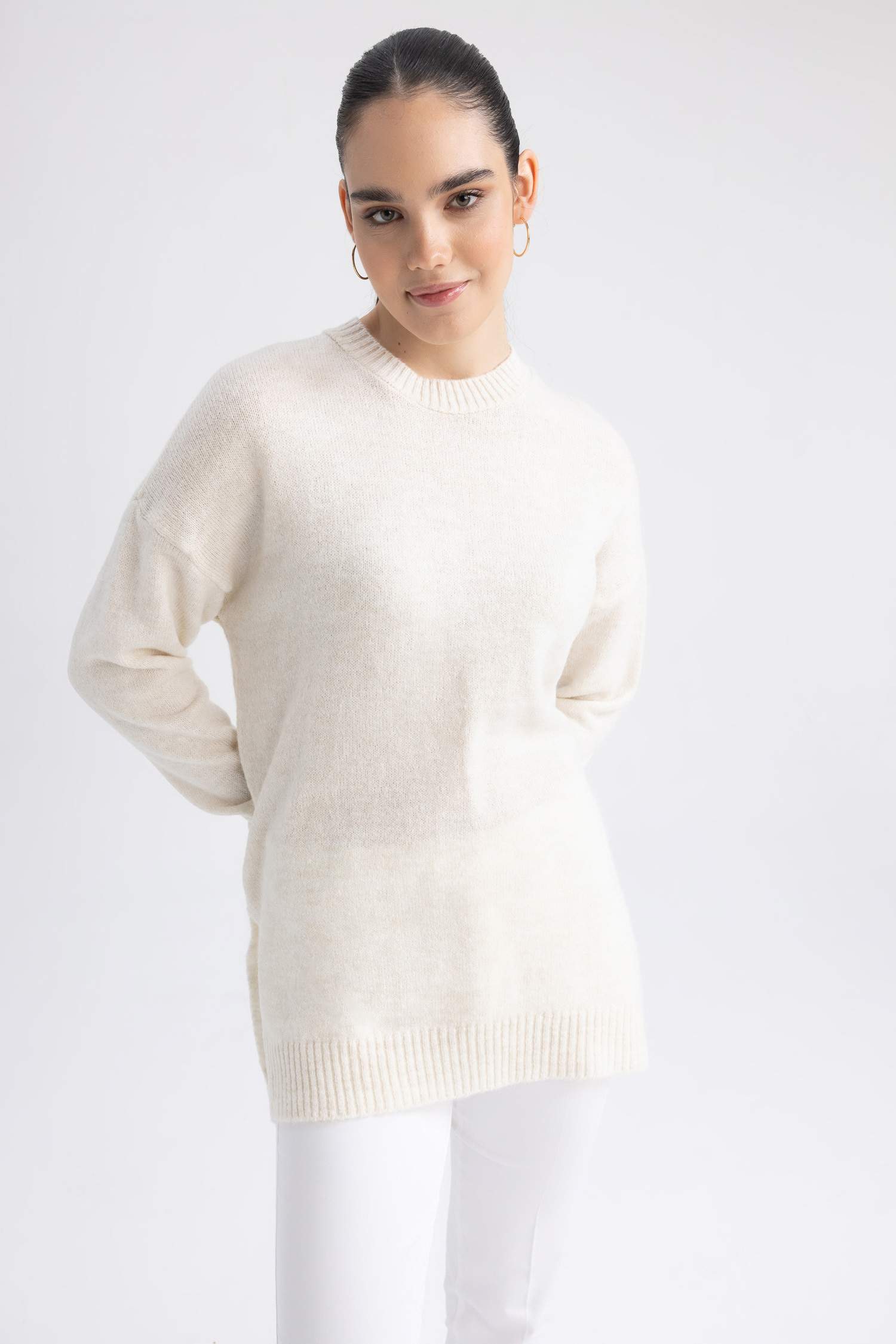 Relax Fit Crew Neck Pullover Tunic