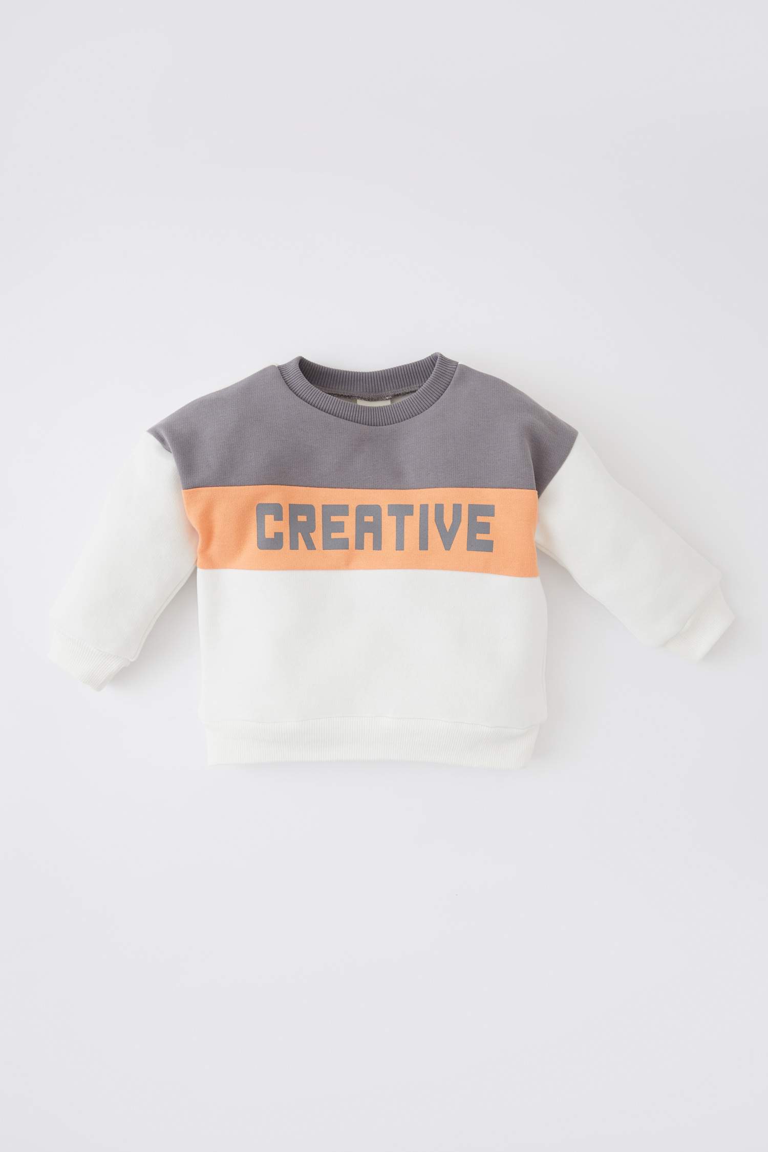 Beige BABY BOY Regular Fit Color Block Crew Neck Sweatshirt 2562290