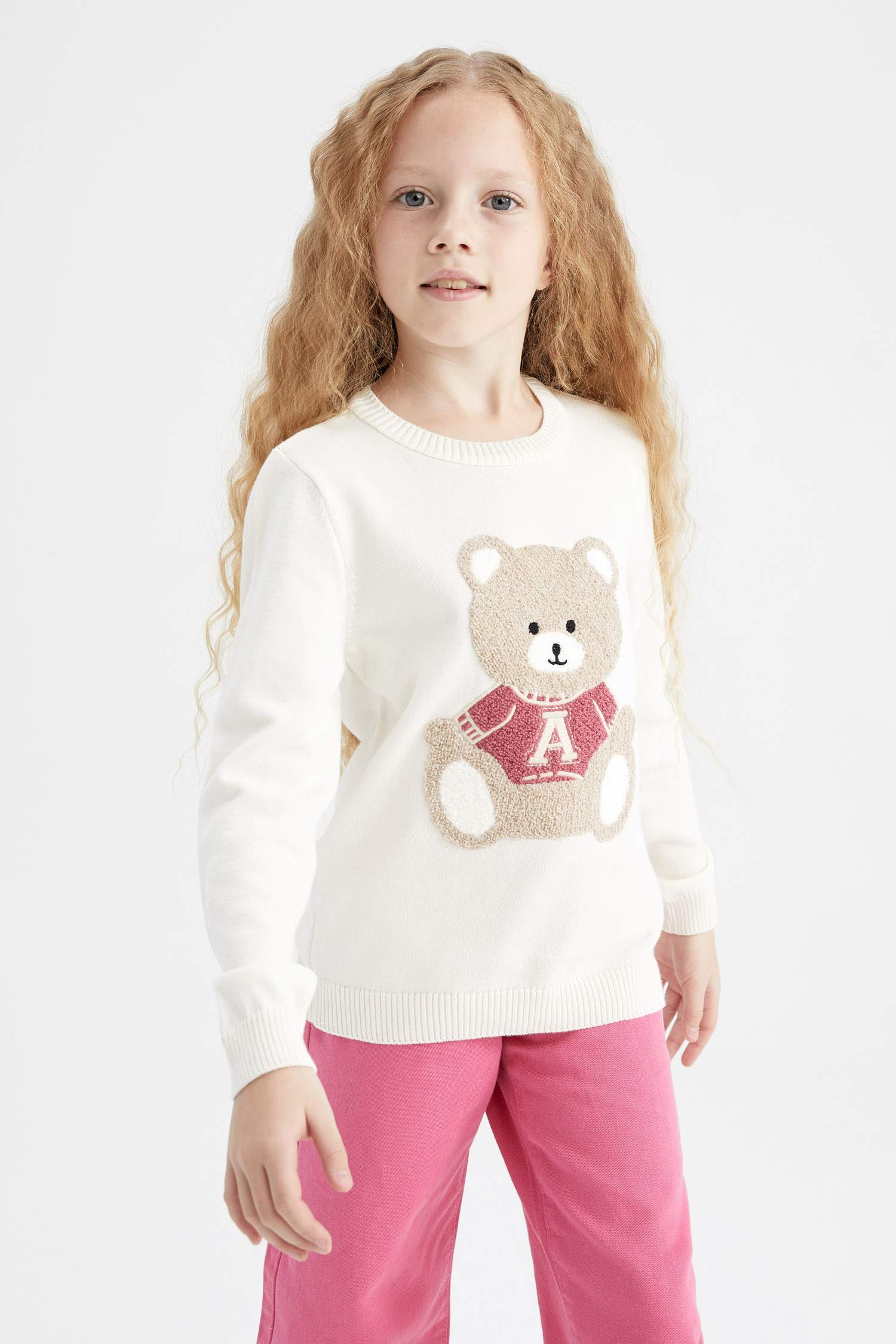 Kız Çocuk Regular Fit Bisiklet Yaka Triko Kazak