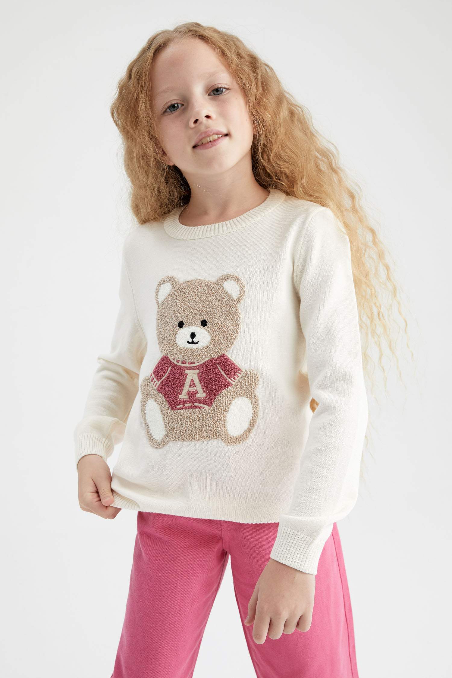 Kız Çocuk Regular Fit Bisiklet Yaka Triko Kazak