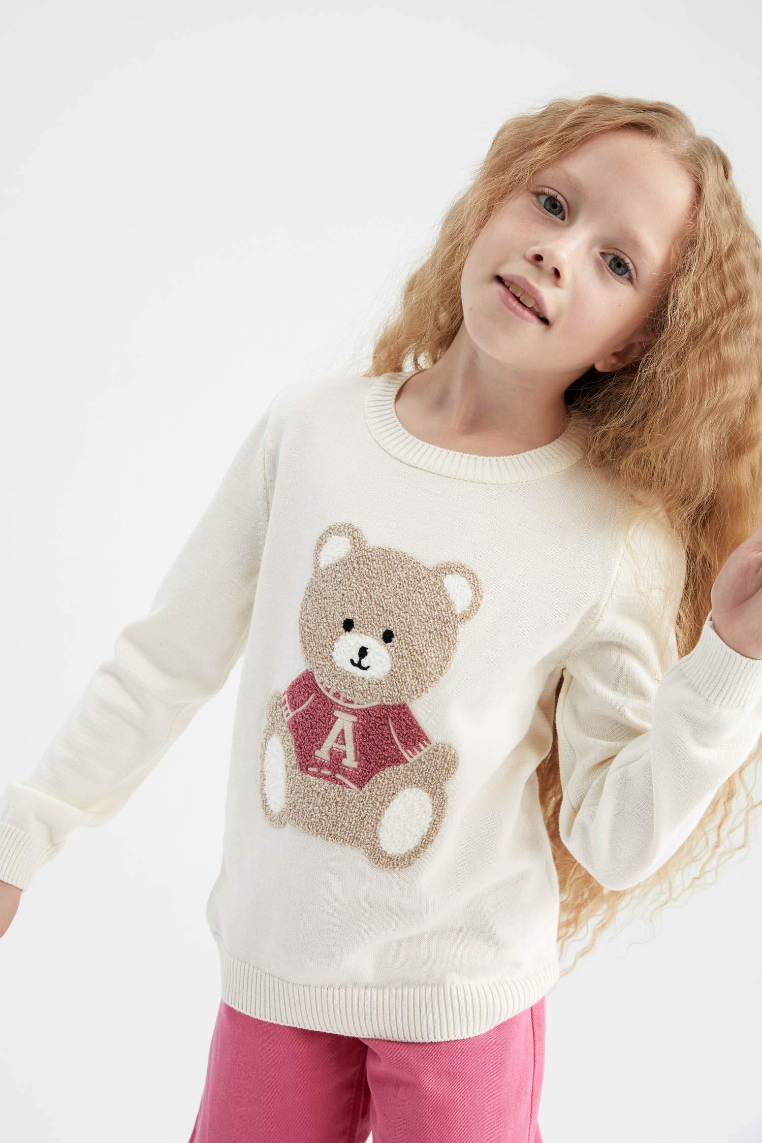 Kız Çocuk Regular Fit Bisiklet Yaka Triko Kazak