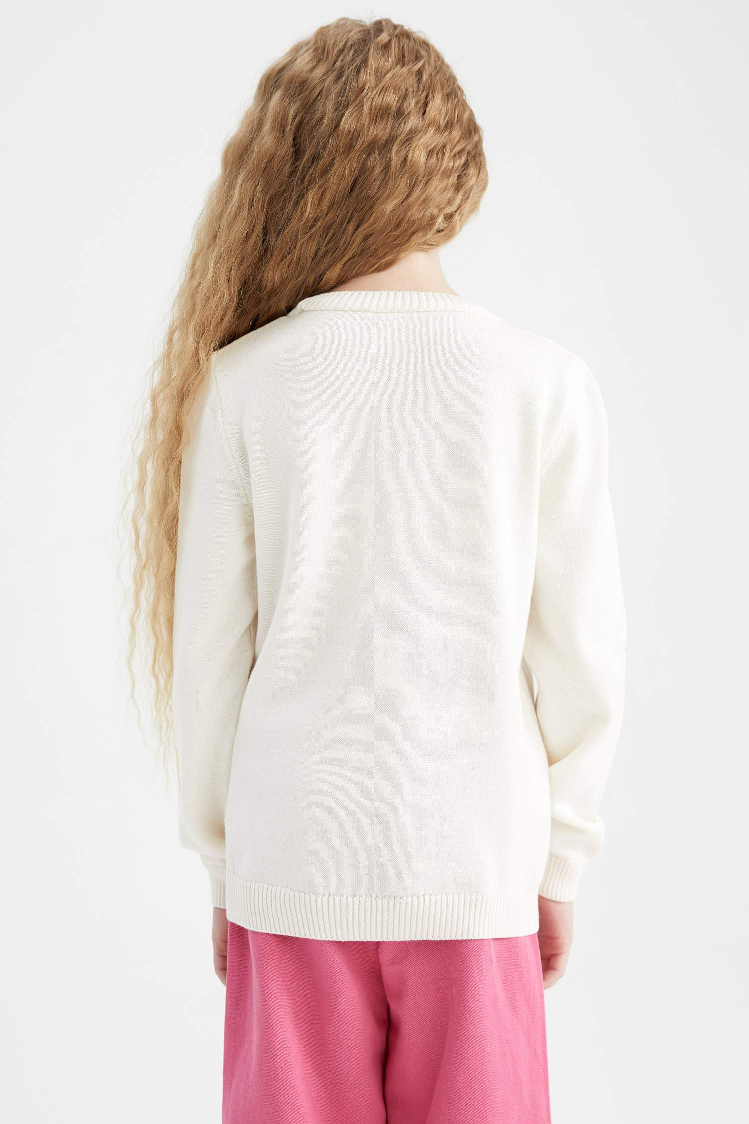 Kız Çocuk Regular Fit Bisiklet Yaka Triko Kazak