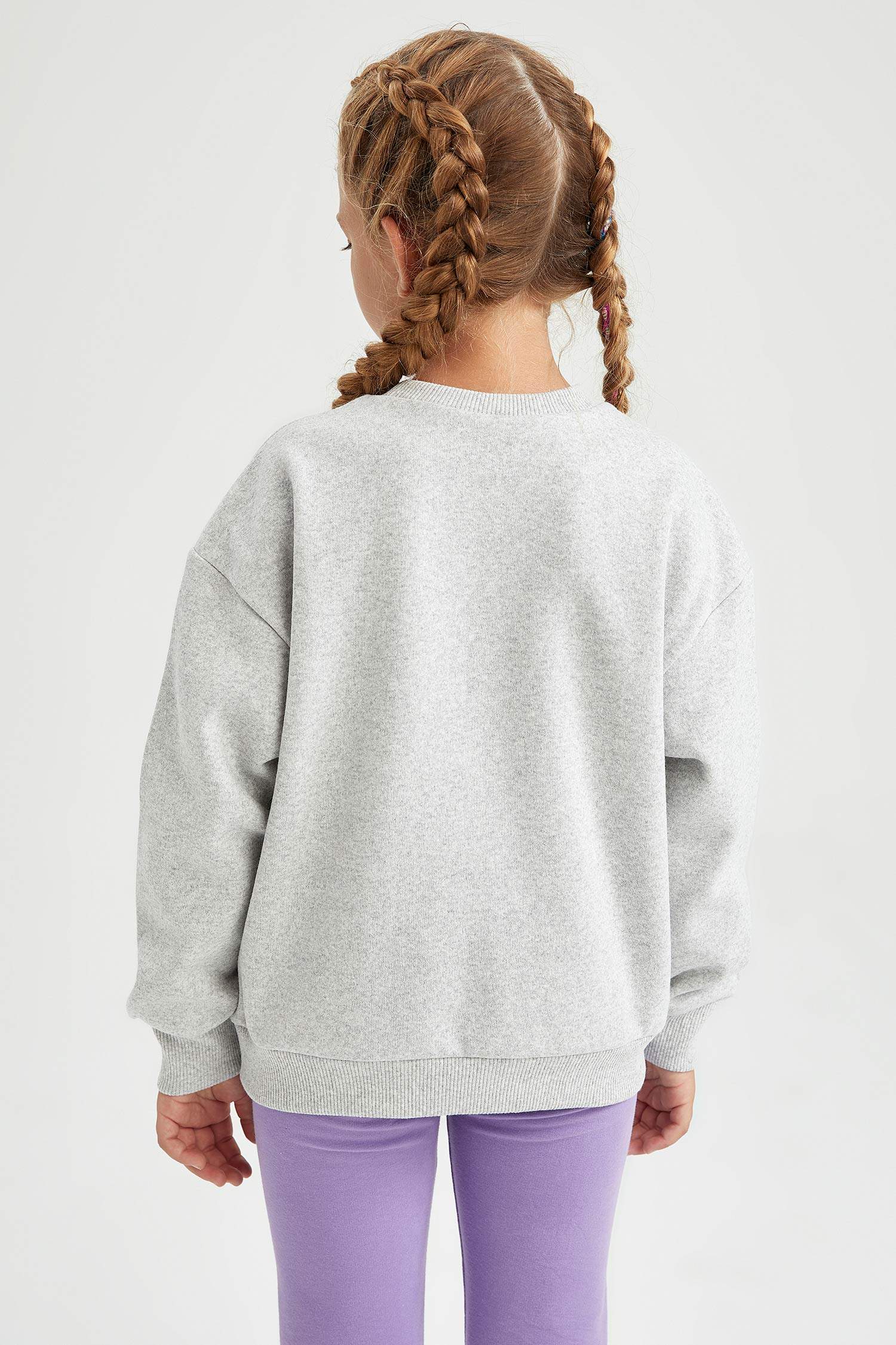 Kız Çocuk Bisiklet Yaka İçi Yumuşak Tüylü Sweatshirt