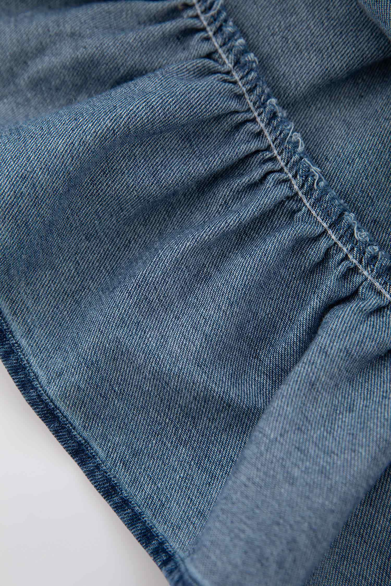 Robe Jean Col Ras Du Cou Manche Longue