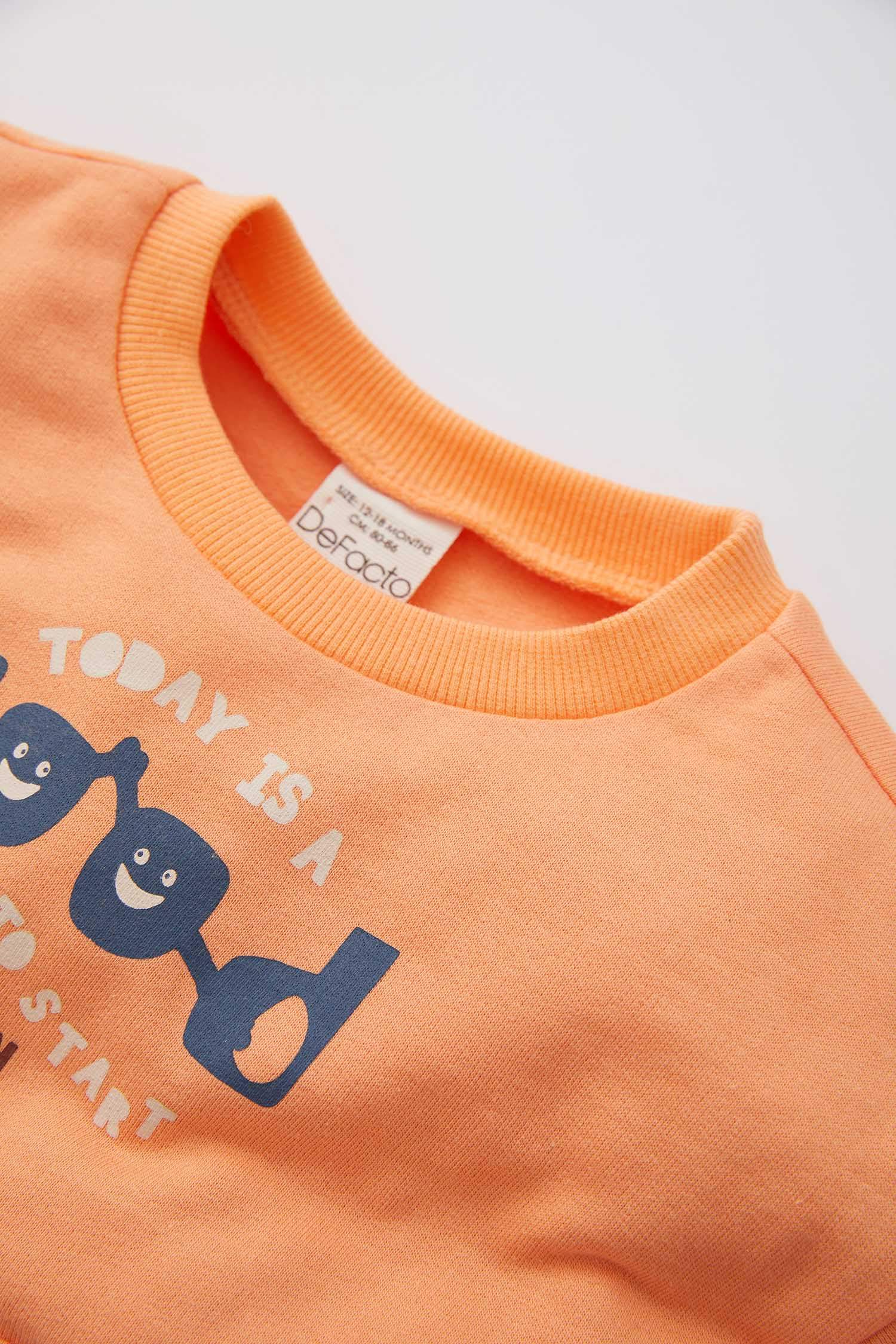 Erkek Bebek Baskılı Bisiklet Yaka İçi Yumuşak Tüylü Sweatshirt