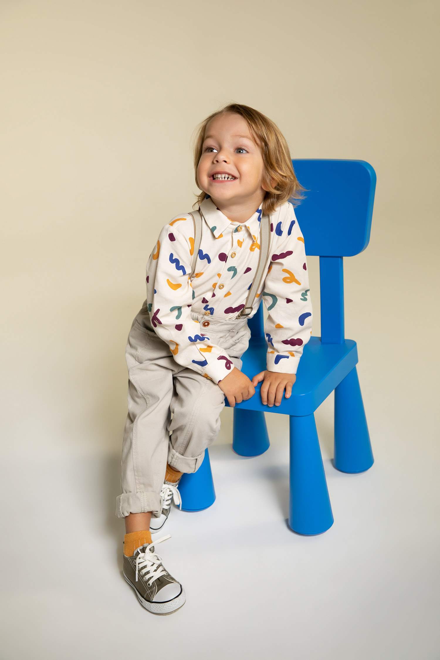 Erkek Bebek Gömlek Yaka Twill Uzun Kollu Gömlek