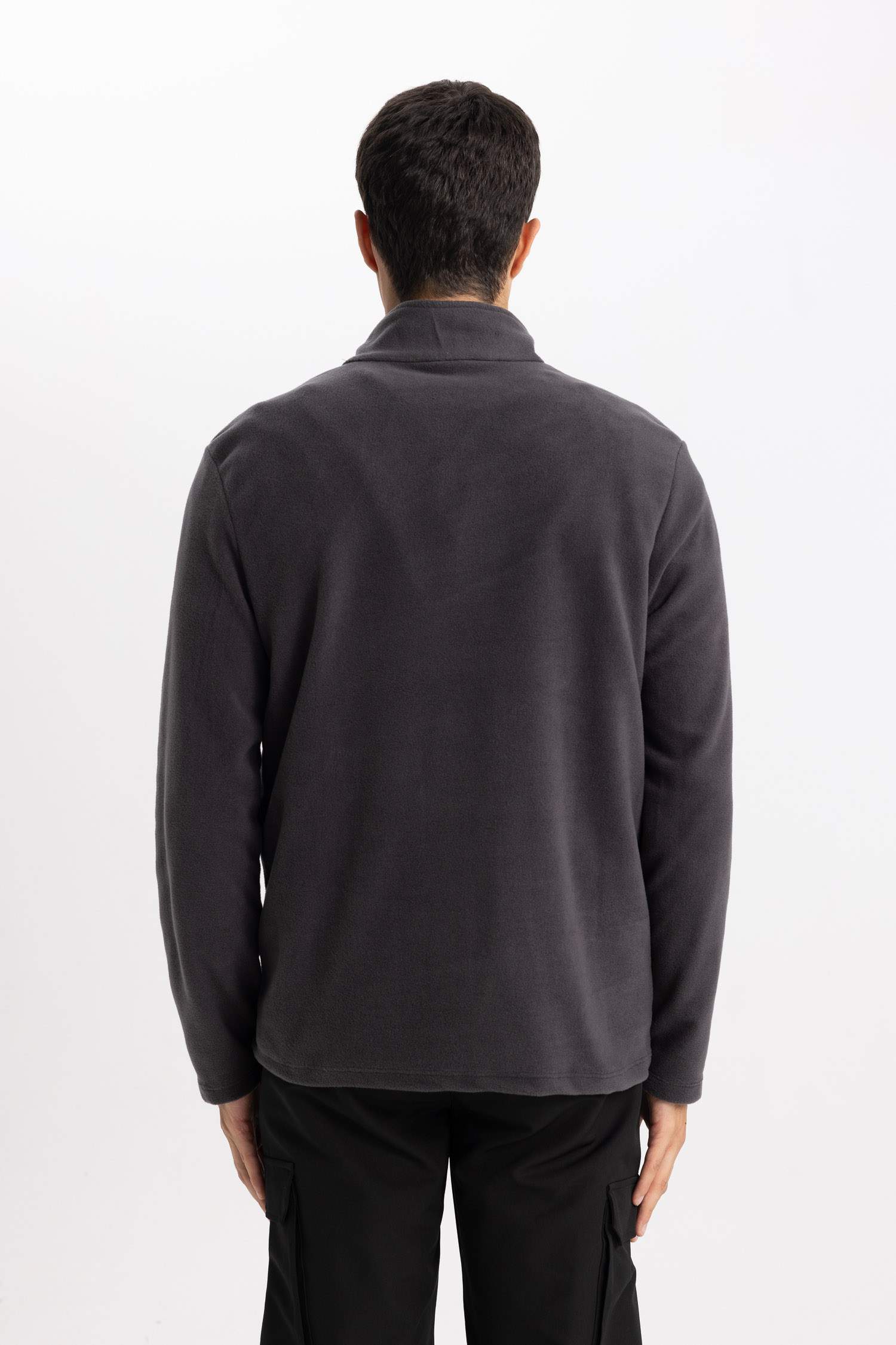 Regular Fit Stand-up Collar Fleece Sweatshirt