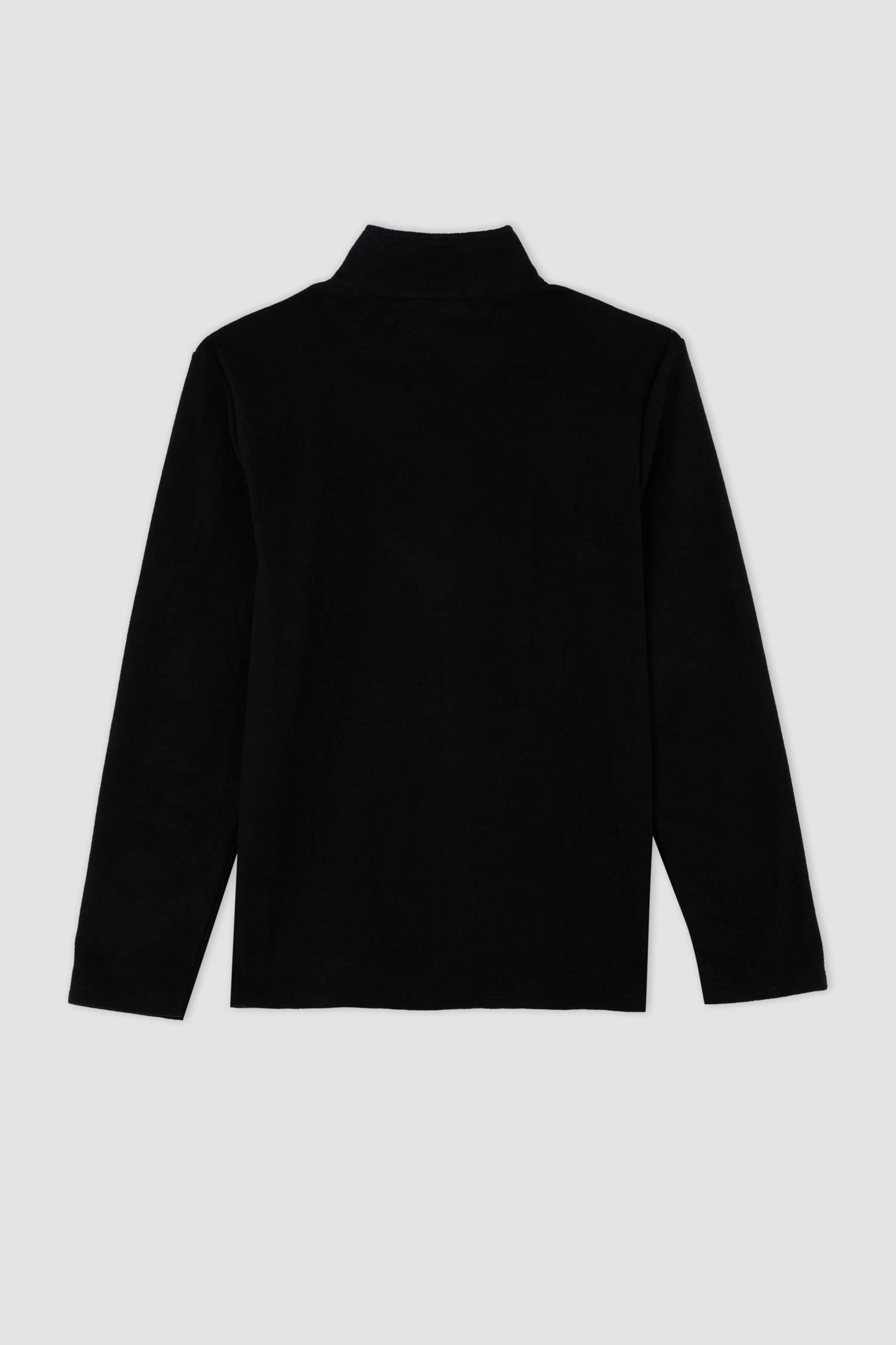 Siyah Tüylenme Yapmayan Soğuk Geçirmez Regular Fit Dik Yaka Fermuarlı Polar Sweatshirt