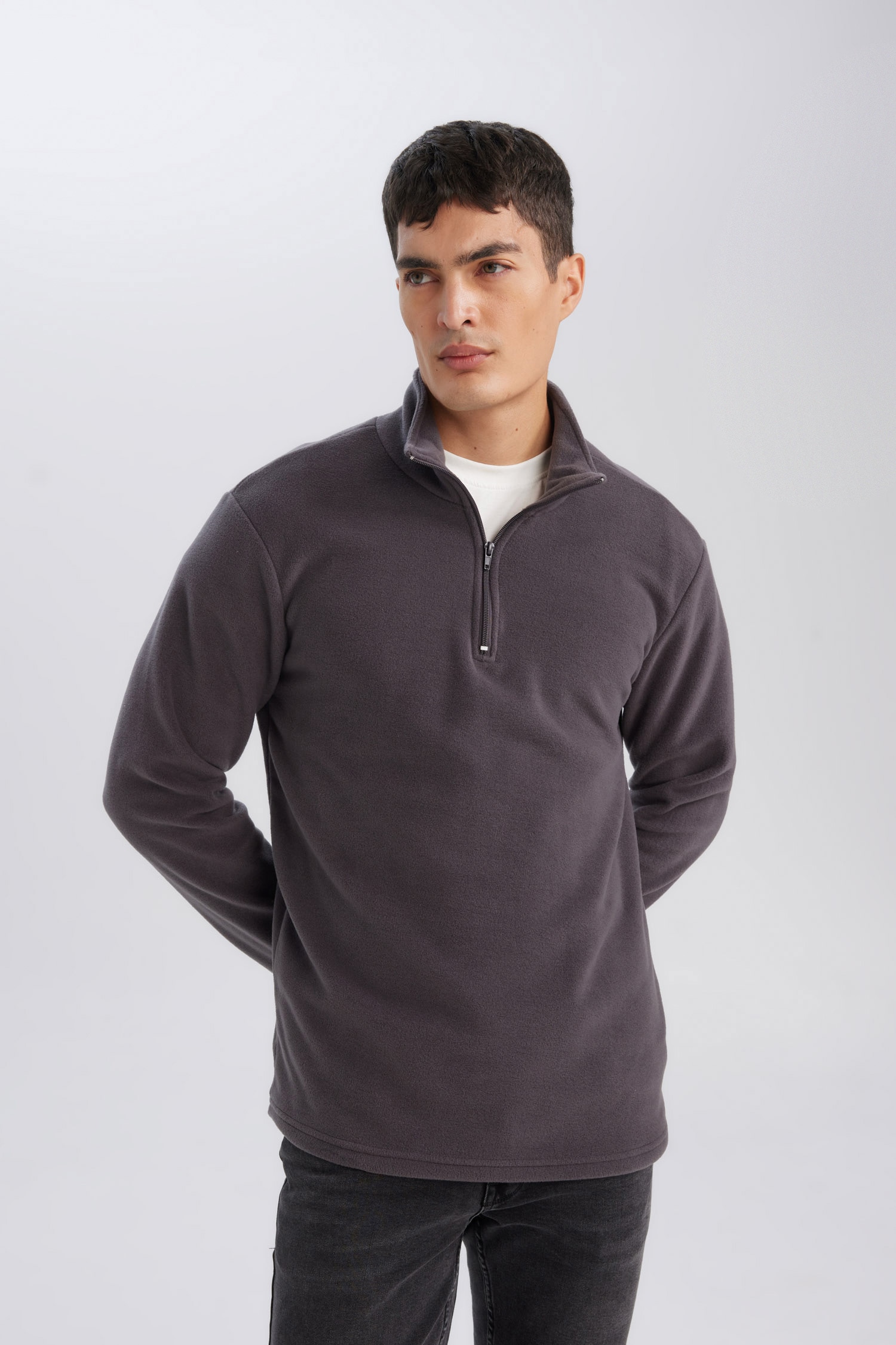 DeFacto Regular Fıt Polar Sweatshirt görsel 5
