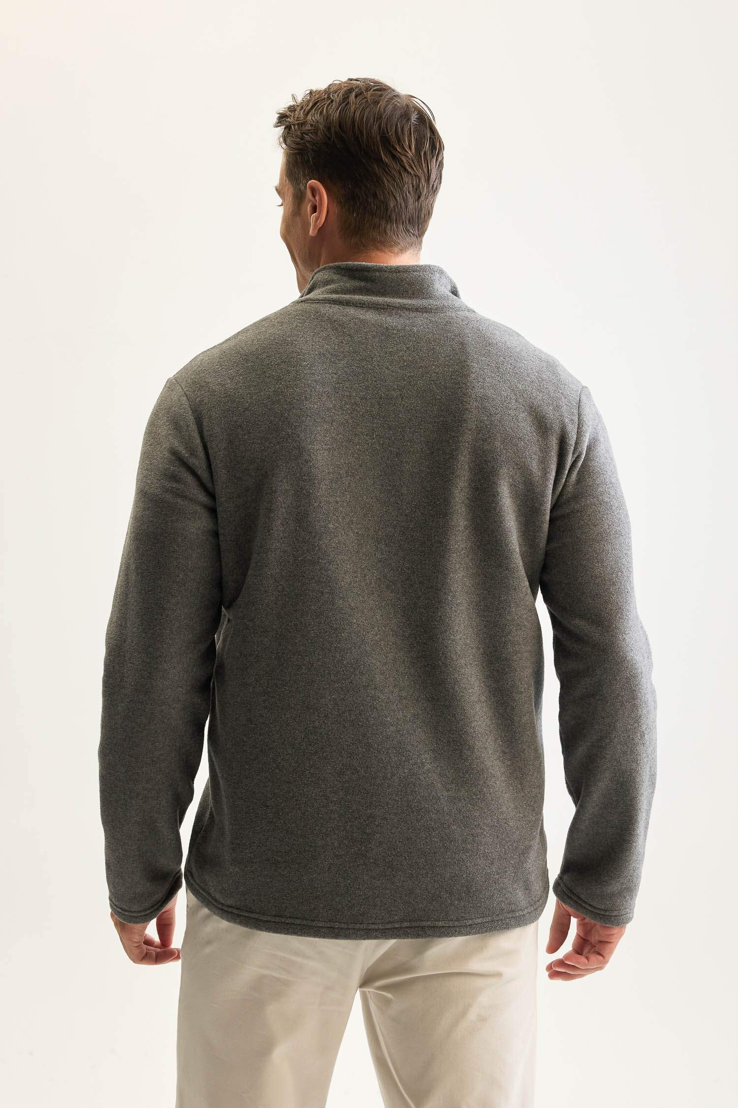 Antrasit Tüylenme Yapmayan Soğuk Geçirmez  Regular Fit Dik Yaka Fermuarlı Polar Sweatshirt