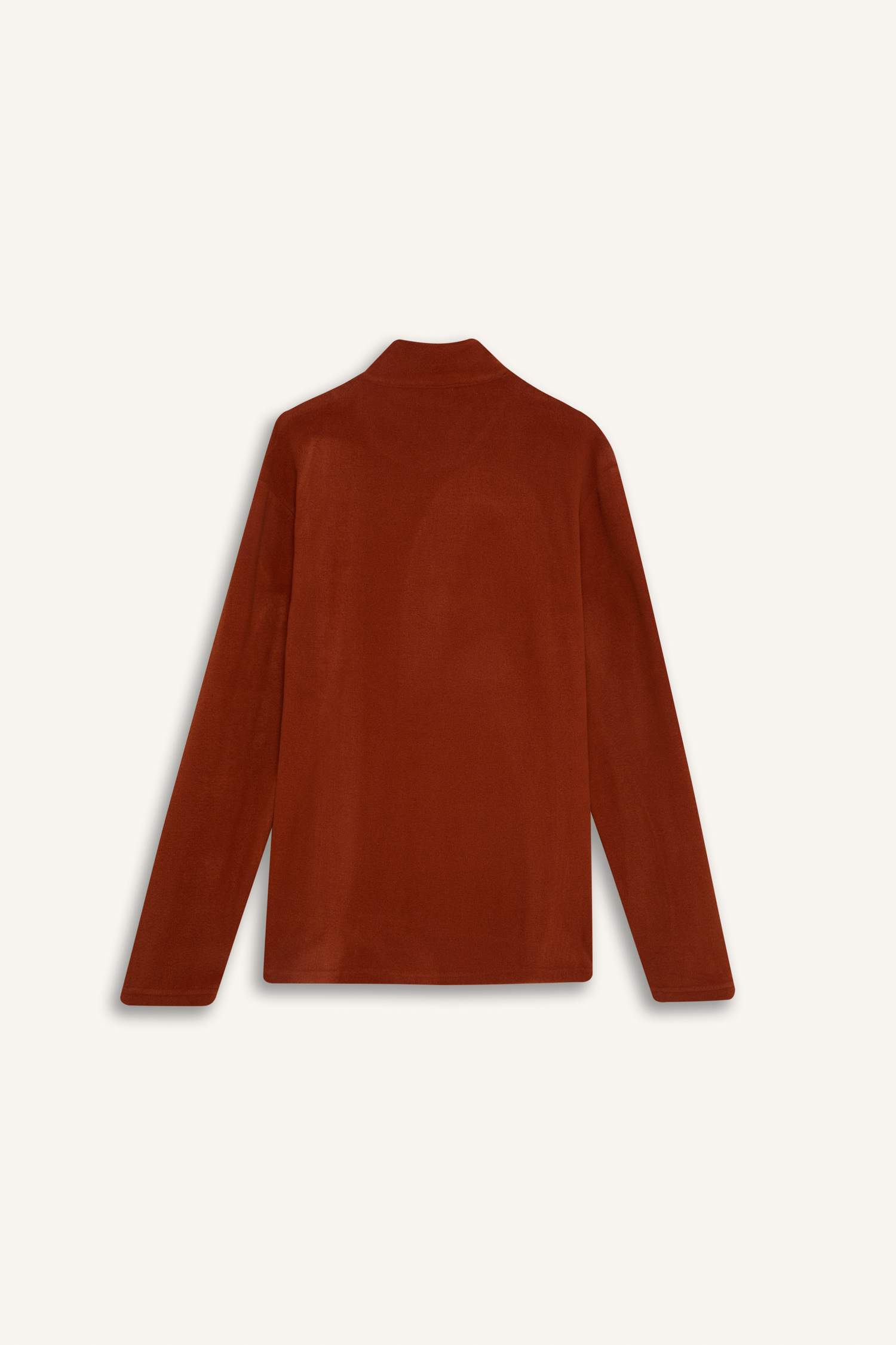 Turuncu Tüylenme Yapmayan Soğuk Geçirmez  Regular Fit Dik Yaka Fermuarlı Polar Sweatshirt