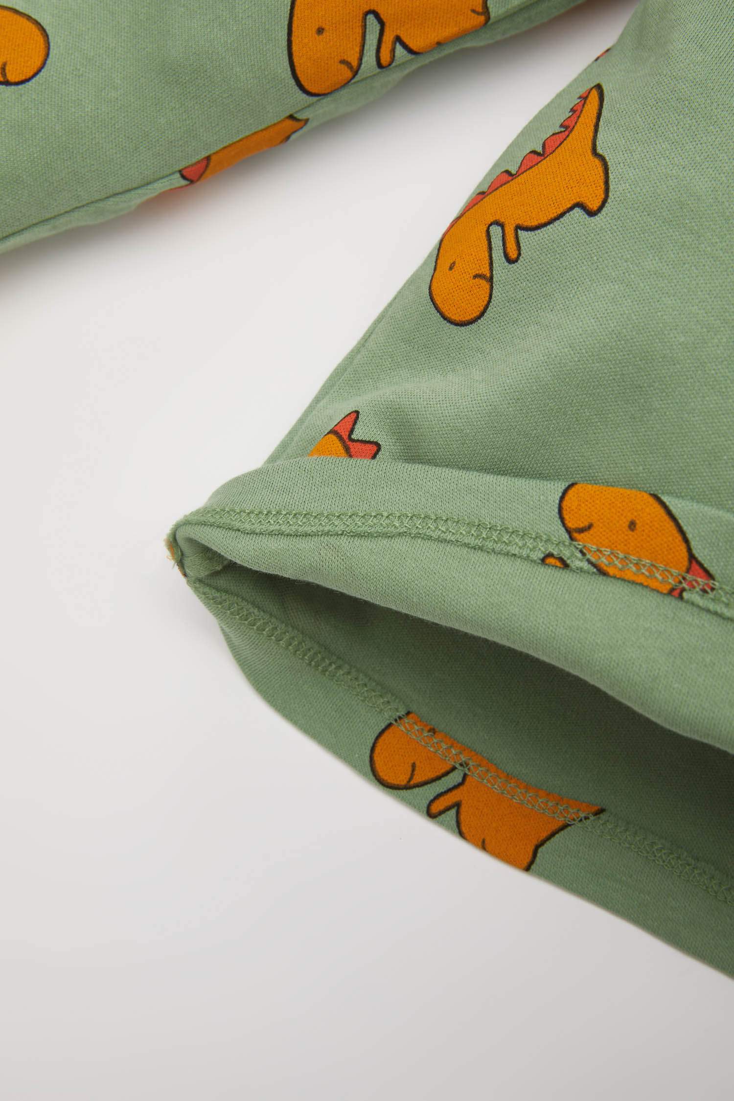 Baby Boy Dinosaur Printed Ribbed 2 Piece Pajama Set