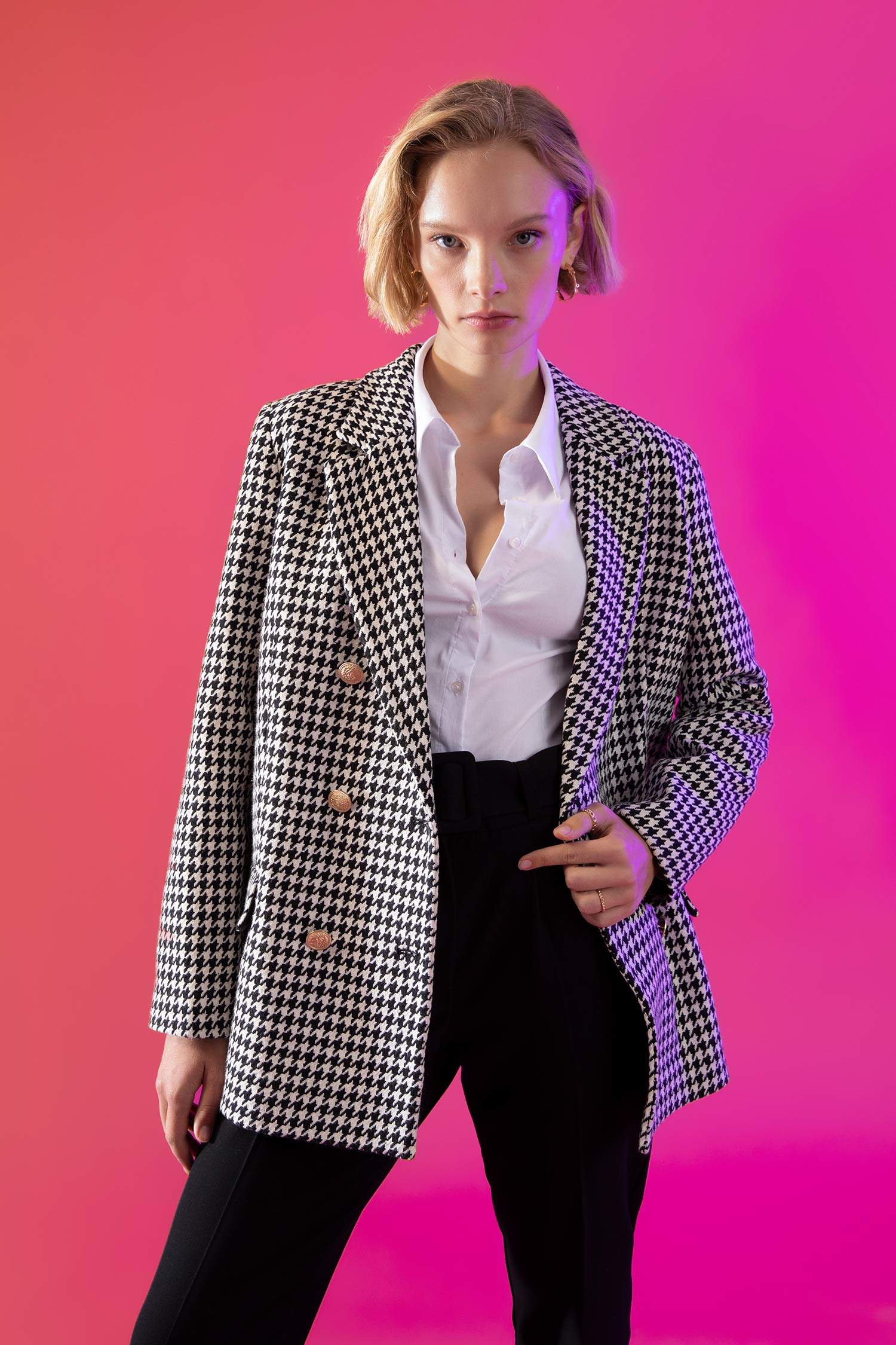 Oversize Fit Tweed Blazer