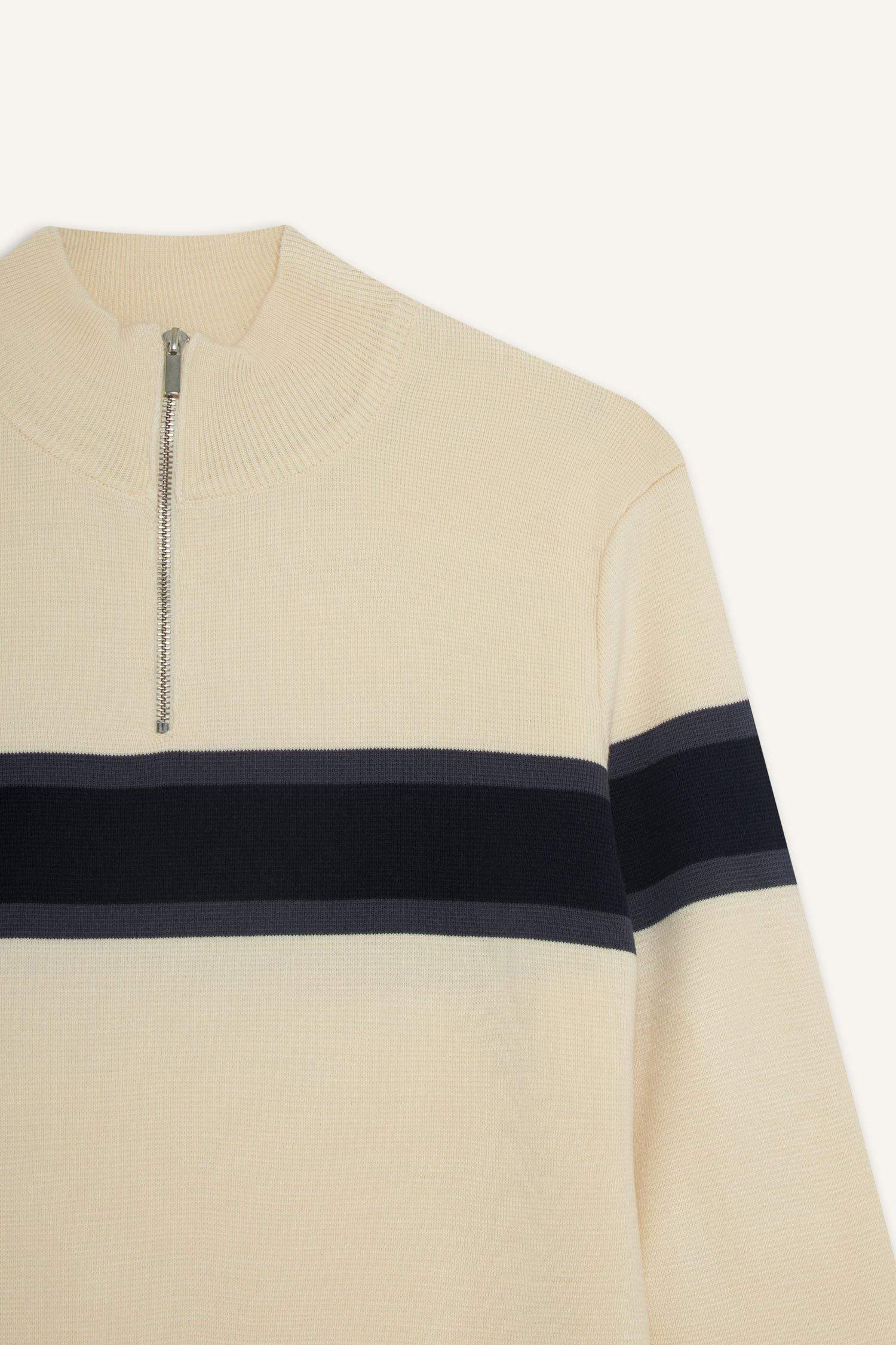 Slim Fit Zippered Turtleneck Knitwear Pullover