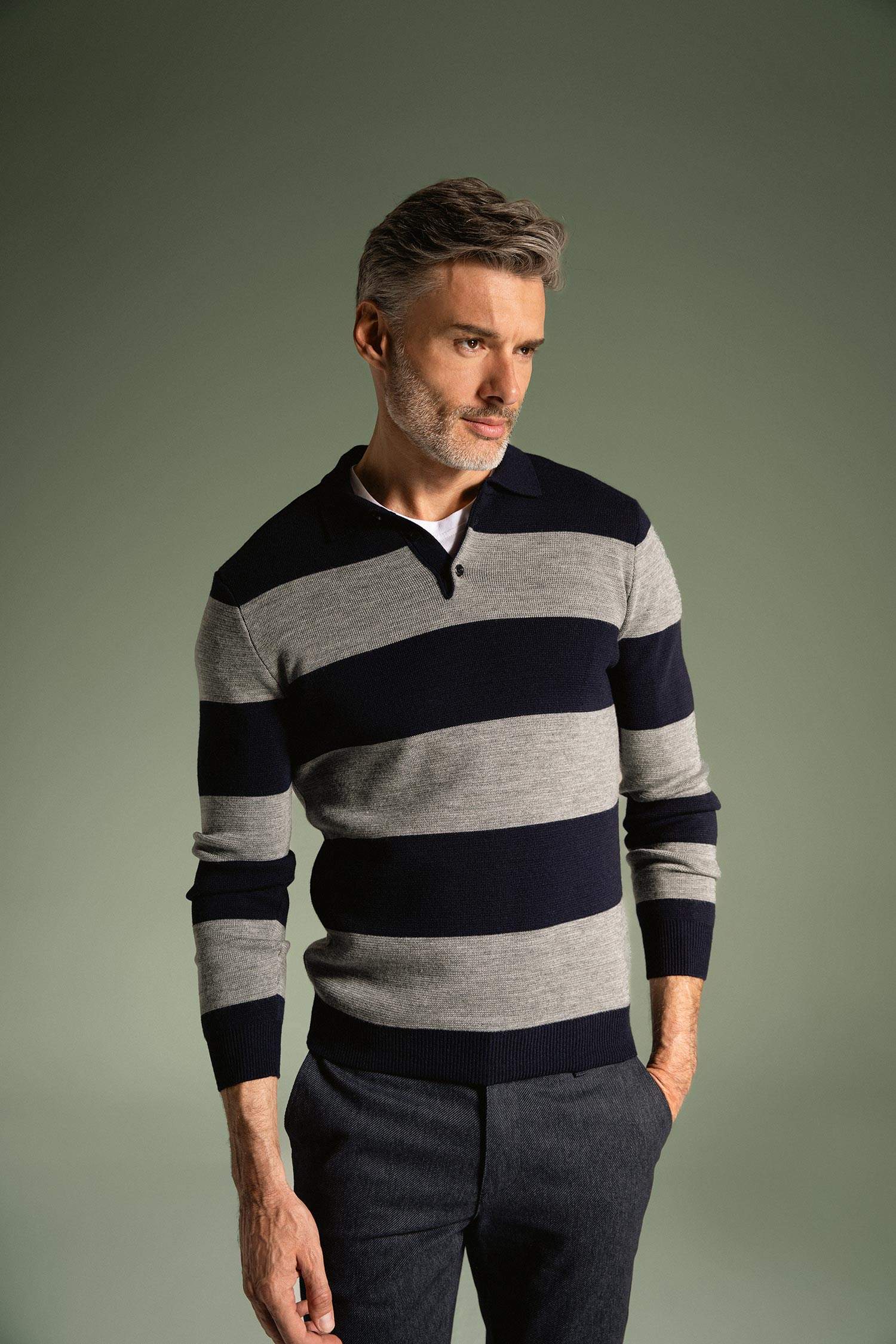 Grey MAN Regular Fit Polo Collar Pullover 2649676 | DeFacto