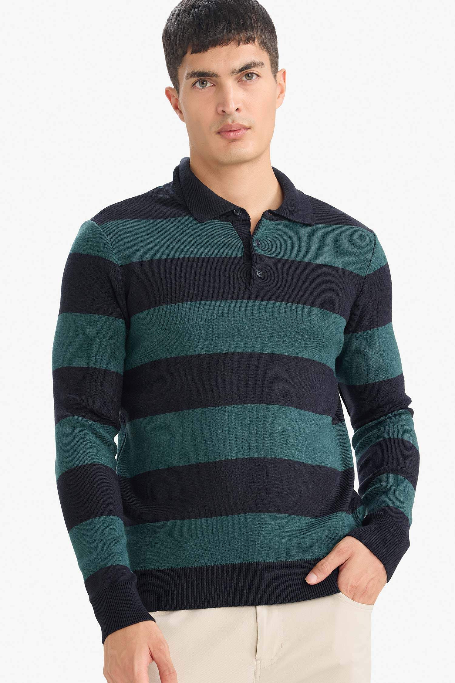 Standard Fit Polo Collar Knitwear Pullover