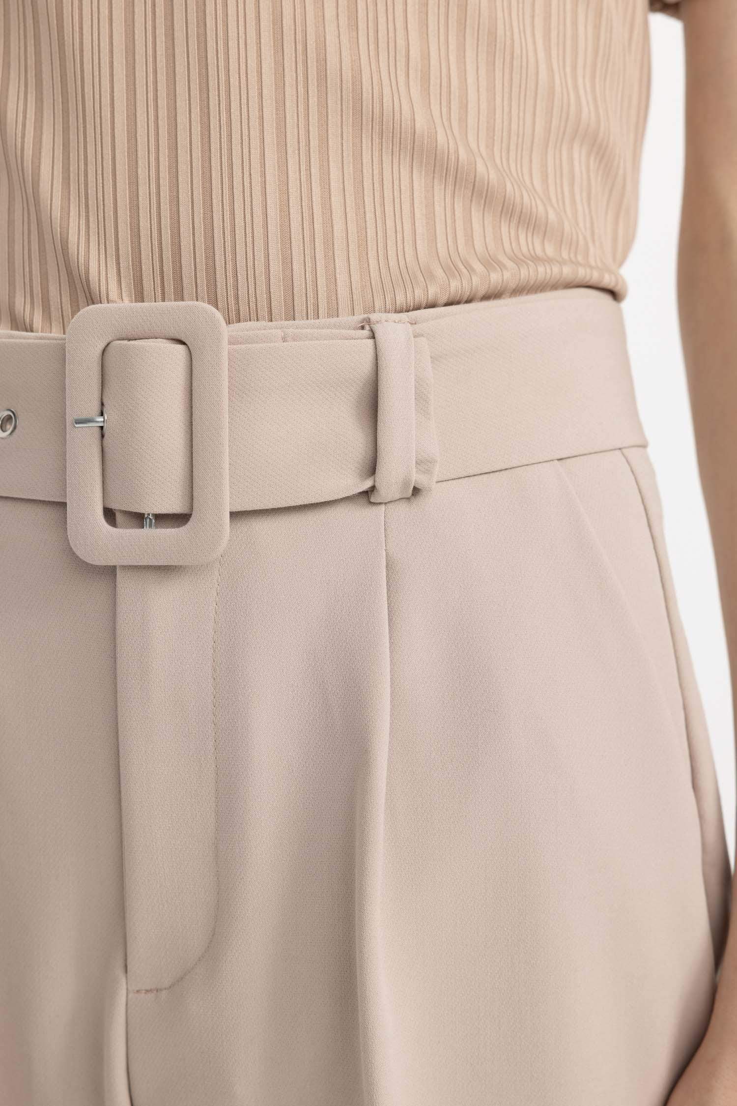 Slim Fit Pocketed High Waist Standard Leg Trousers