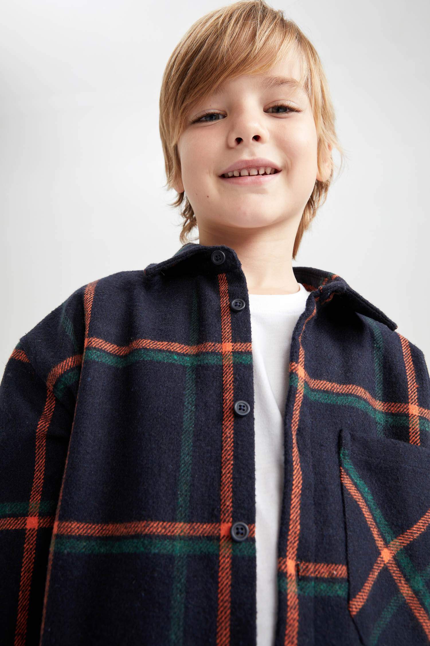Navy BOYS & TEENS Boys Oversize Fit Flannel Long Sleeve Shirt 2567519