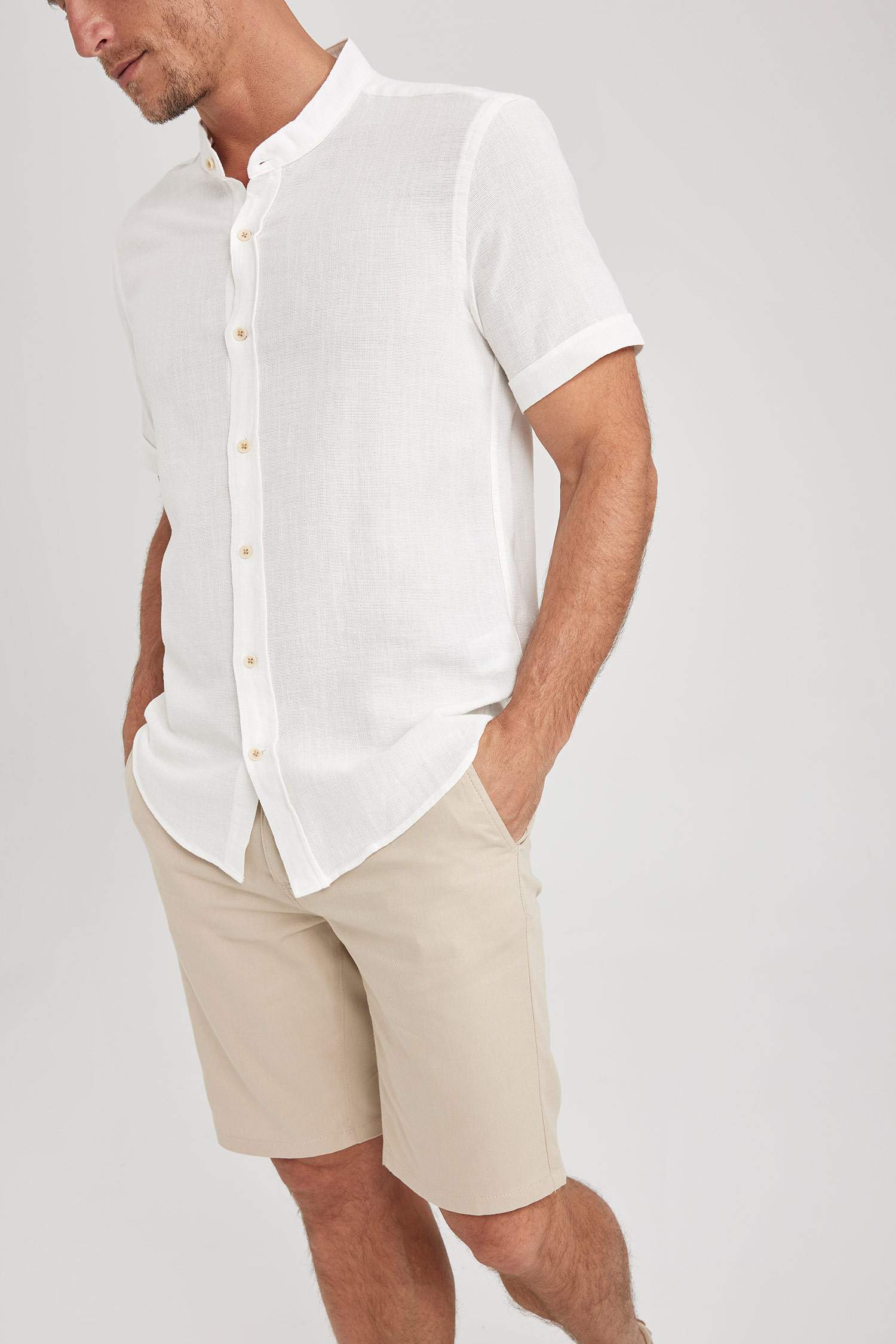 Regular Fit Dog Collar Short Sleeve Shirt