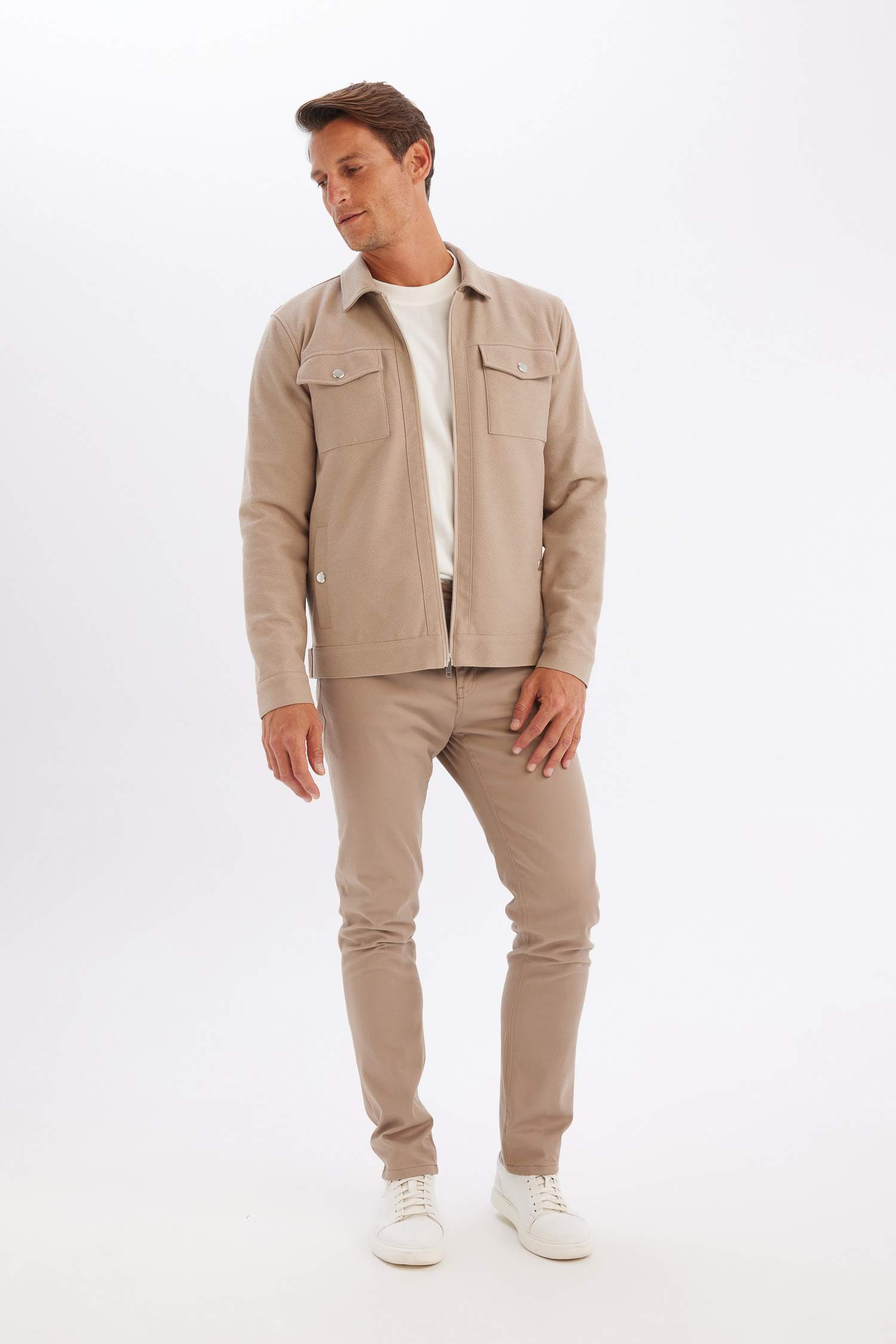 جاكيت جلد صناعي سليم فيت بياخة بولو