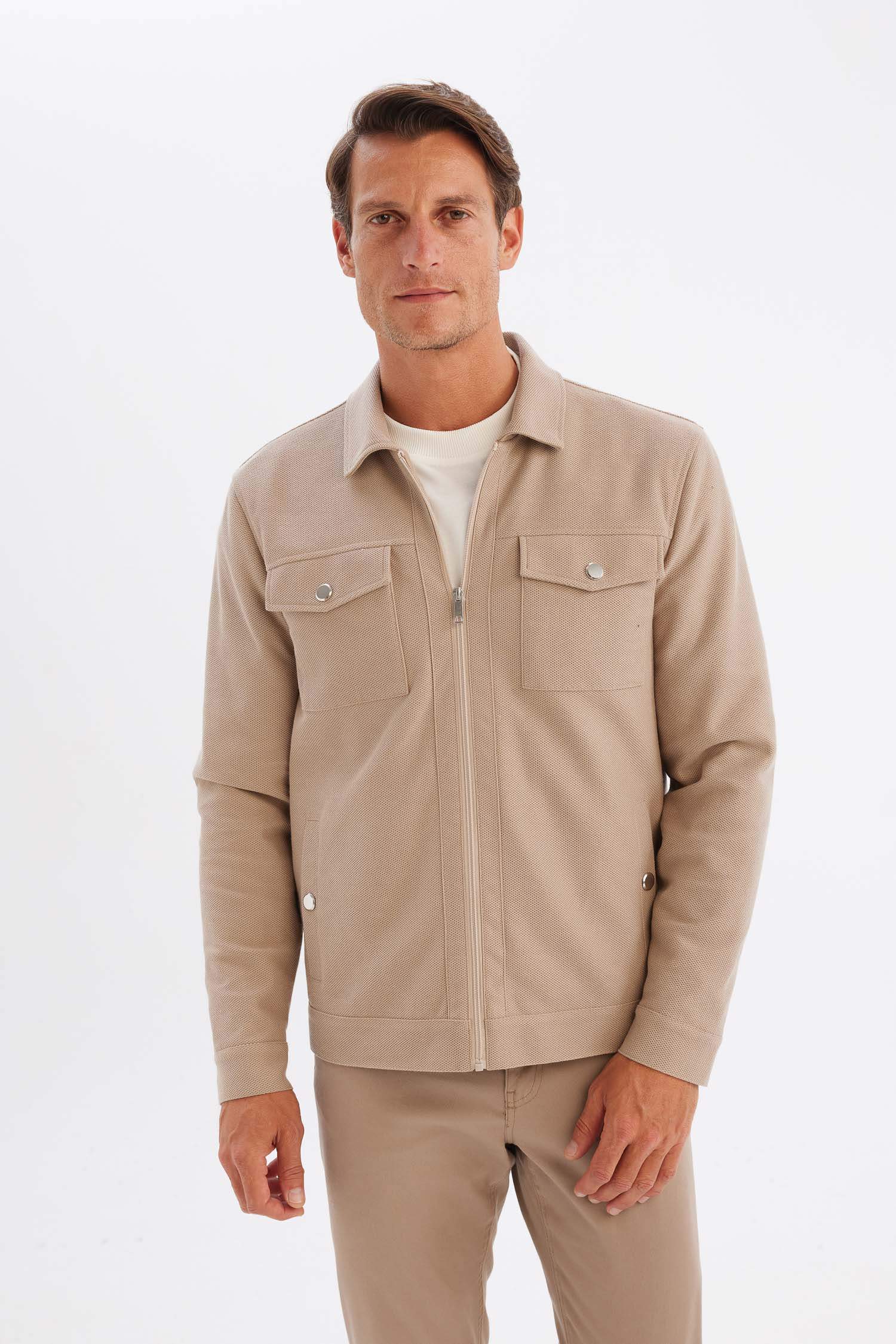 جاكيت جلد صناعي سليم فيت بياخة بولو