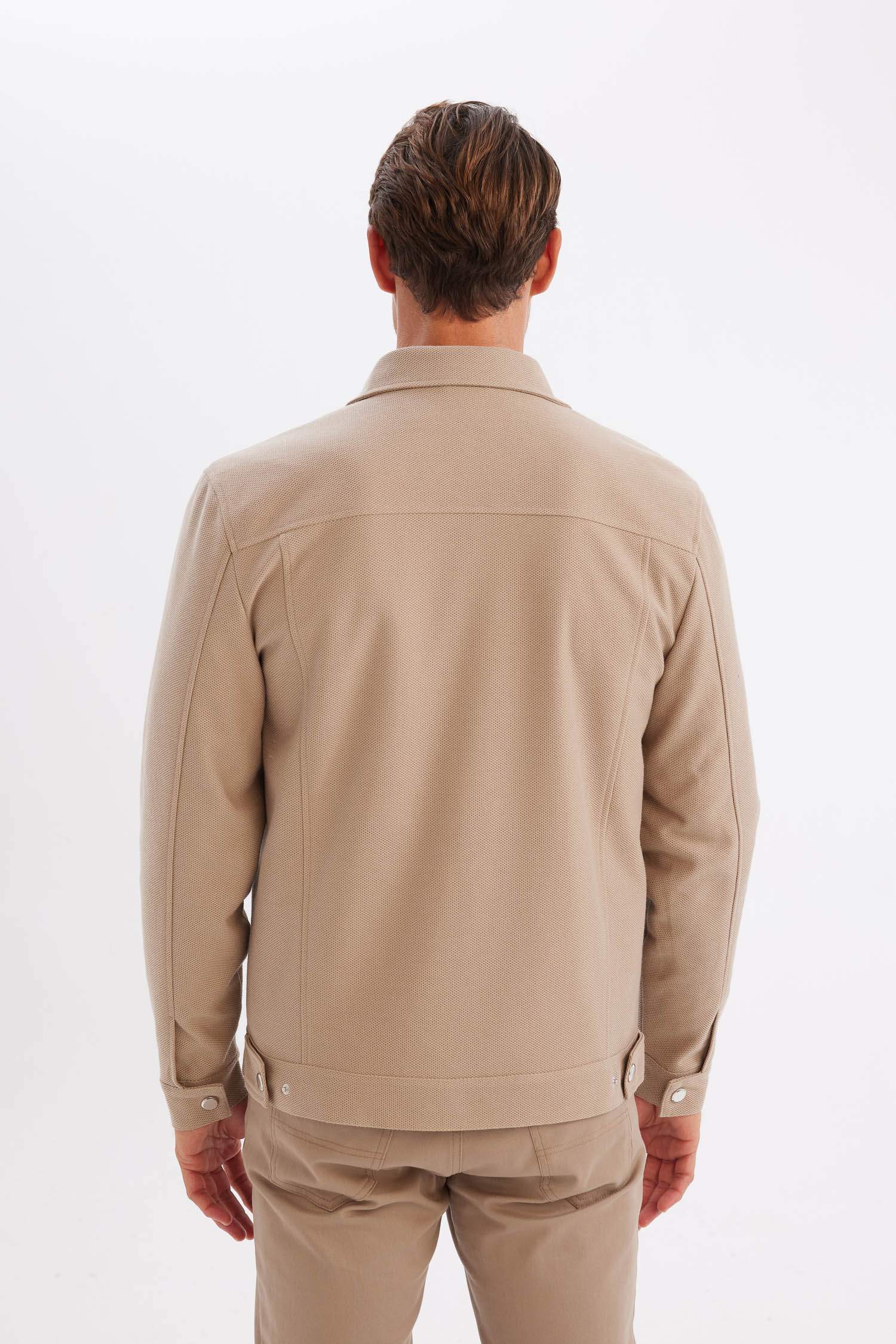 Slim Fit Polo Collar Lined Jacket
