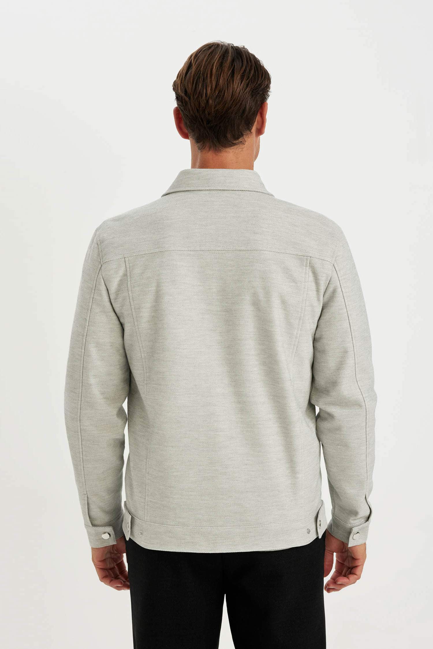 Slim Fit Dar Kesim Polo Yaka Astarlı Fermuarlı Cepli Mevsimlik Mont