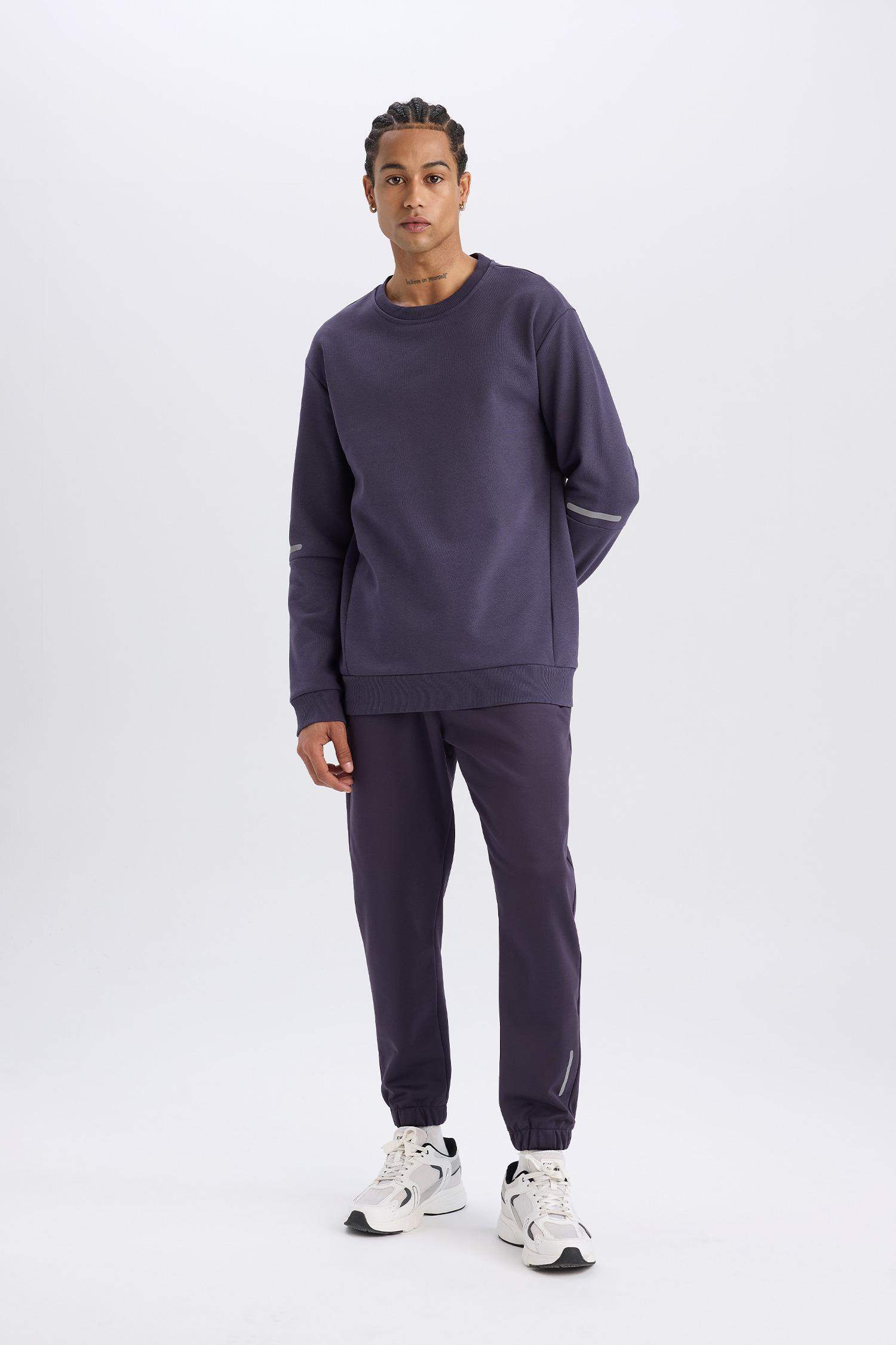 DeFactoFit Standart Fit Bisiklet Yaka Kalın Sporcu Sweatshirt