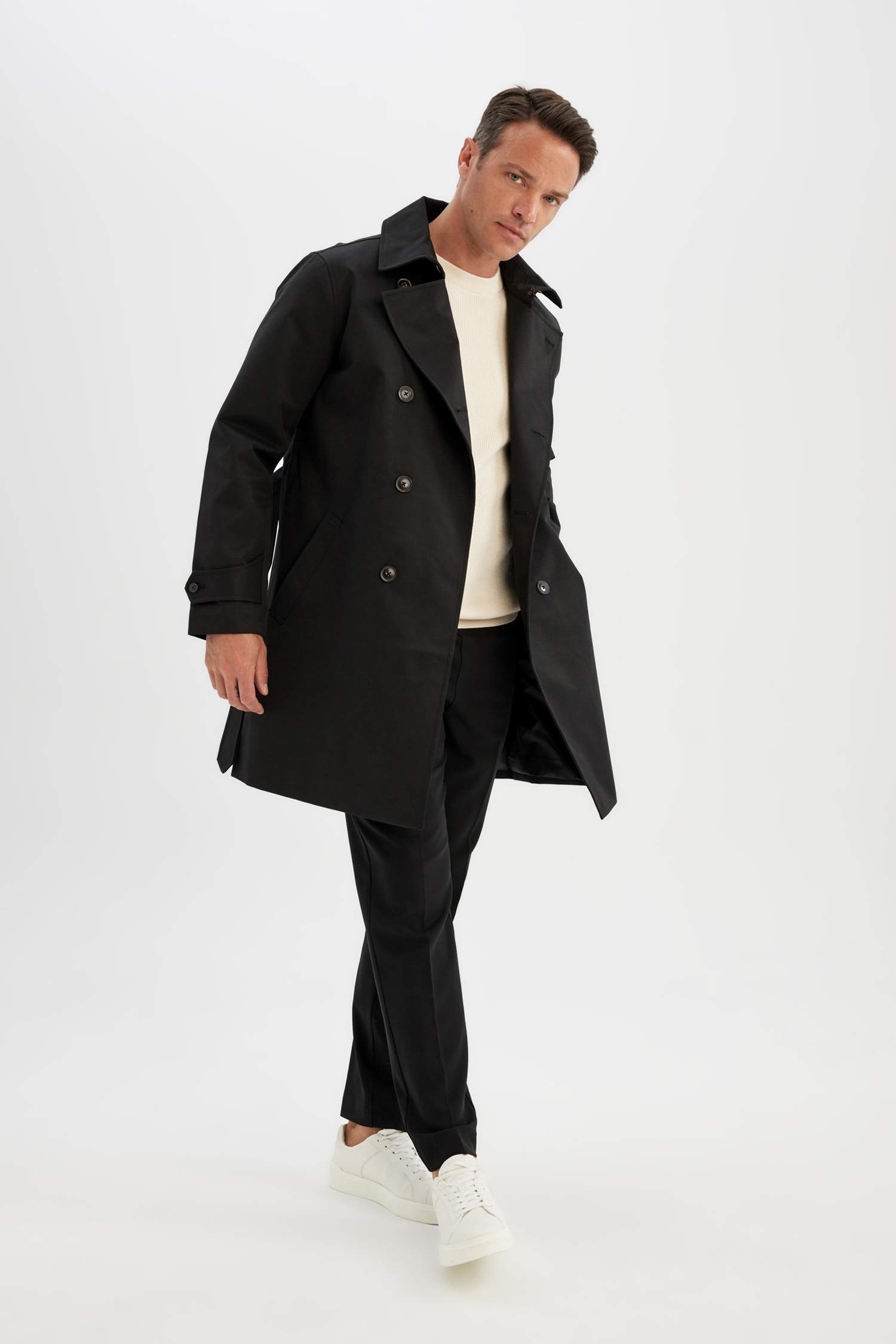 Rüzgarlık Detaylı Trençkot Su Geçirmez Gömlek Yaka Astarlı Düğmeli Kemer Detaylı Apoletli 