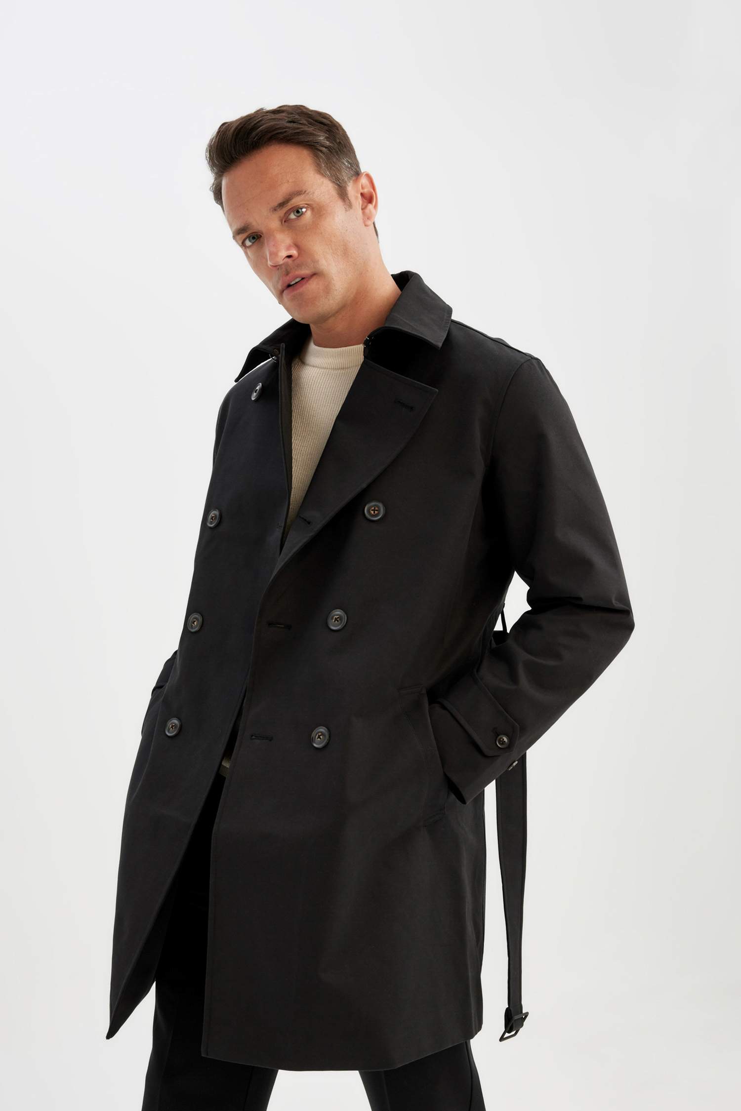 Rüzgarlık Detaylı Trençkot Su Geçirmez Gömlek Yaka Astarlı Düğmeli Kemer Detaylı Apoletli 