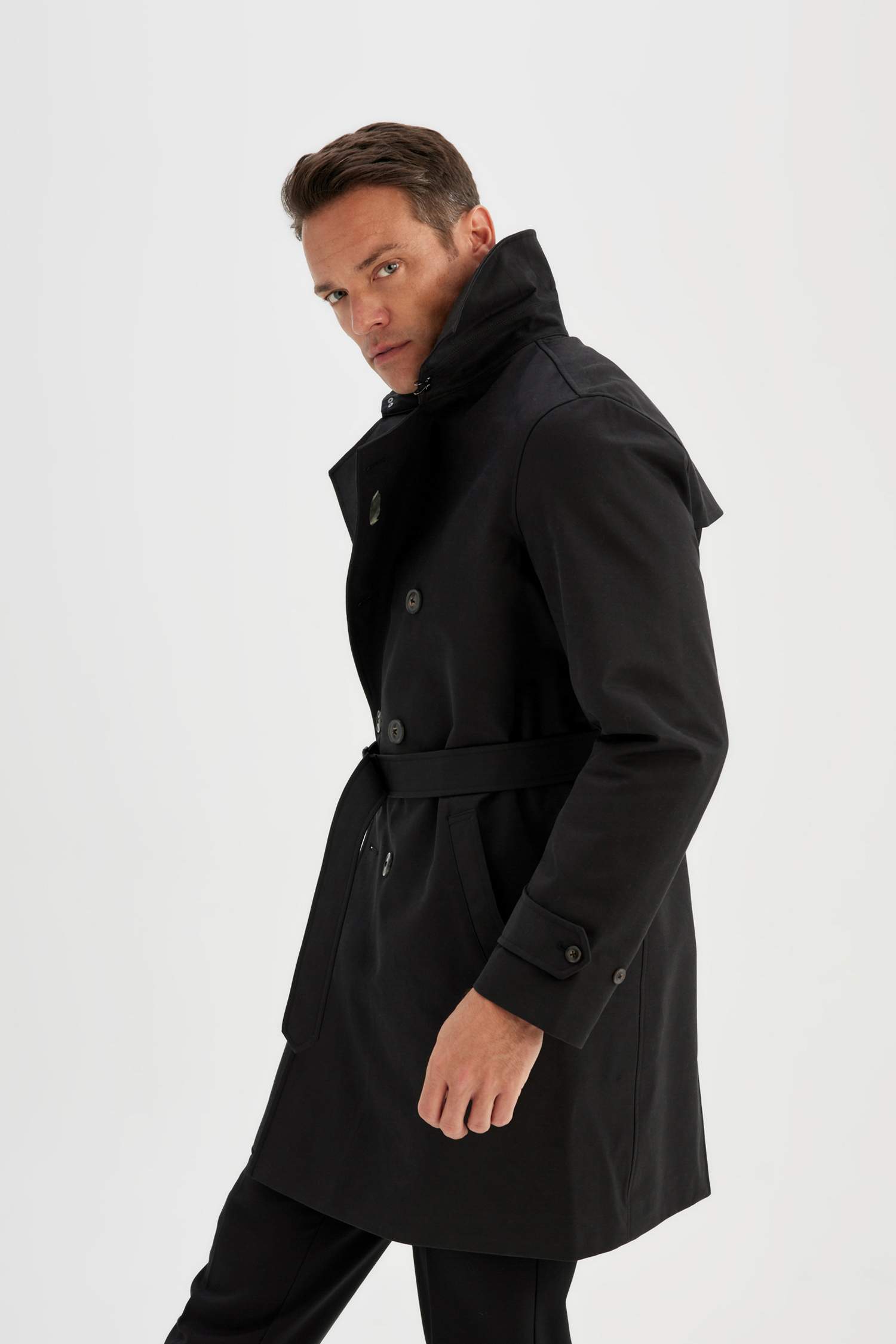 Rüzgarlık Detaylı Trençkot Su Geçirmez Gömlek Yaka Astarlı Düğmeli Kemer Detaylı Apoletli 