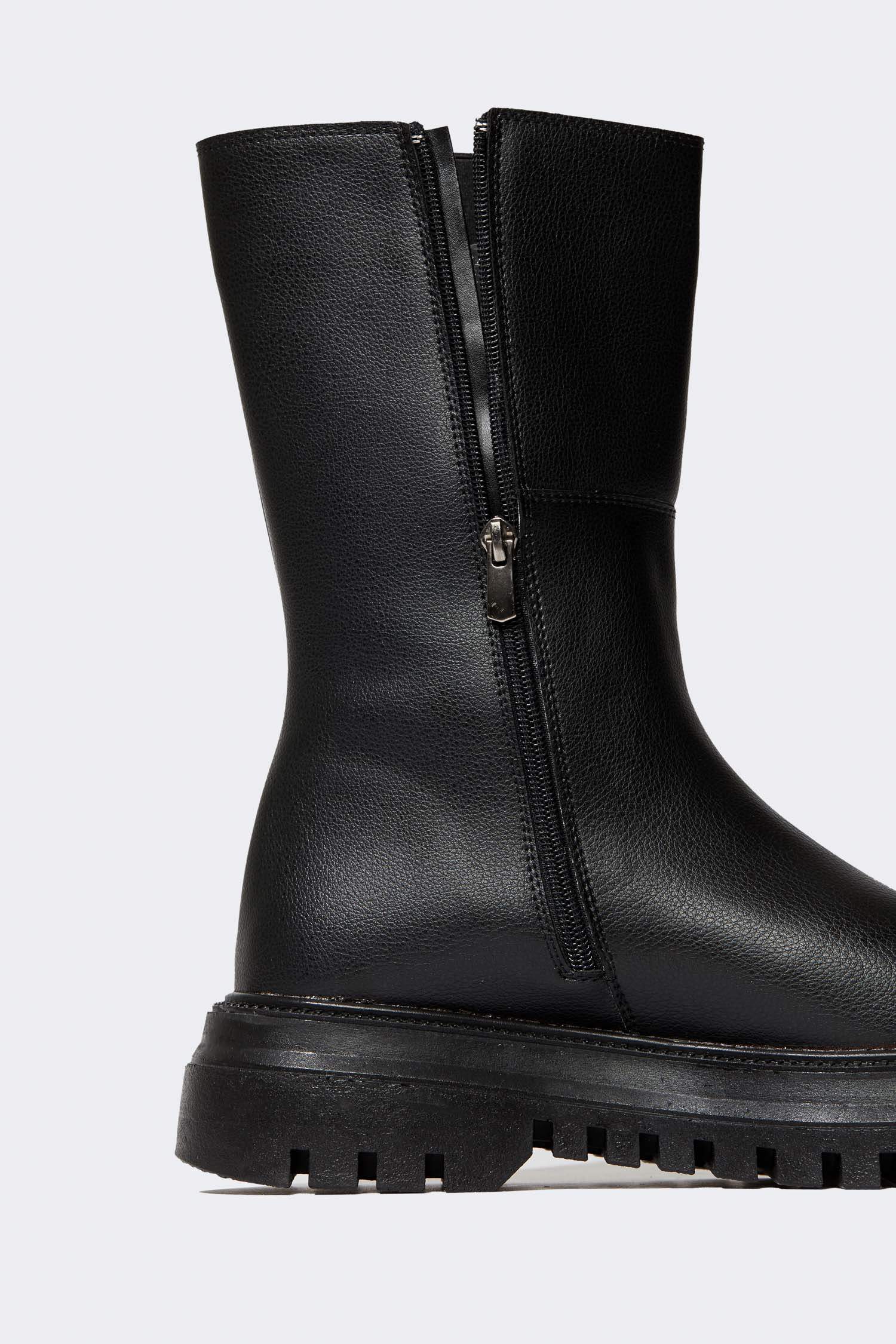 جزمة نسائي شتوي بكعب سميك بسحاب