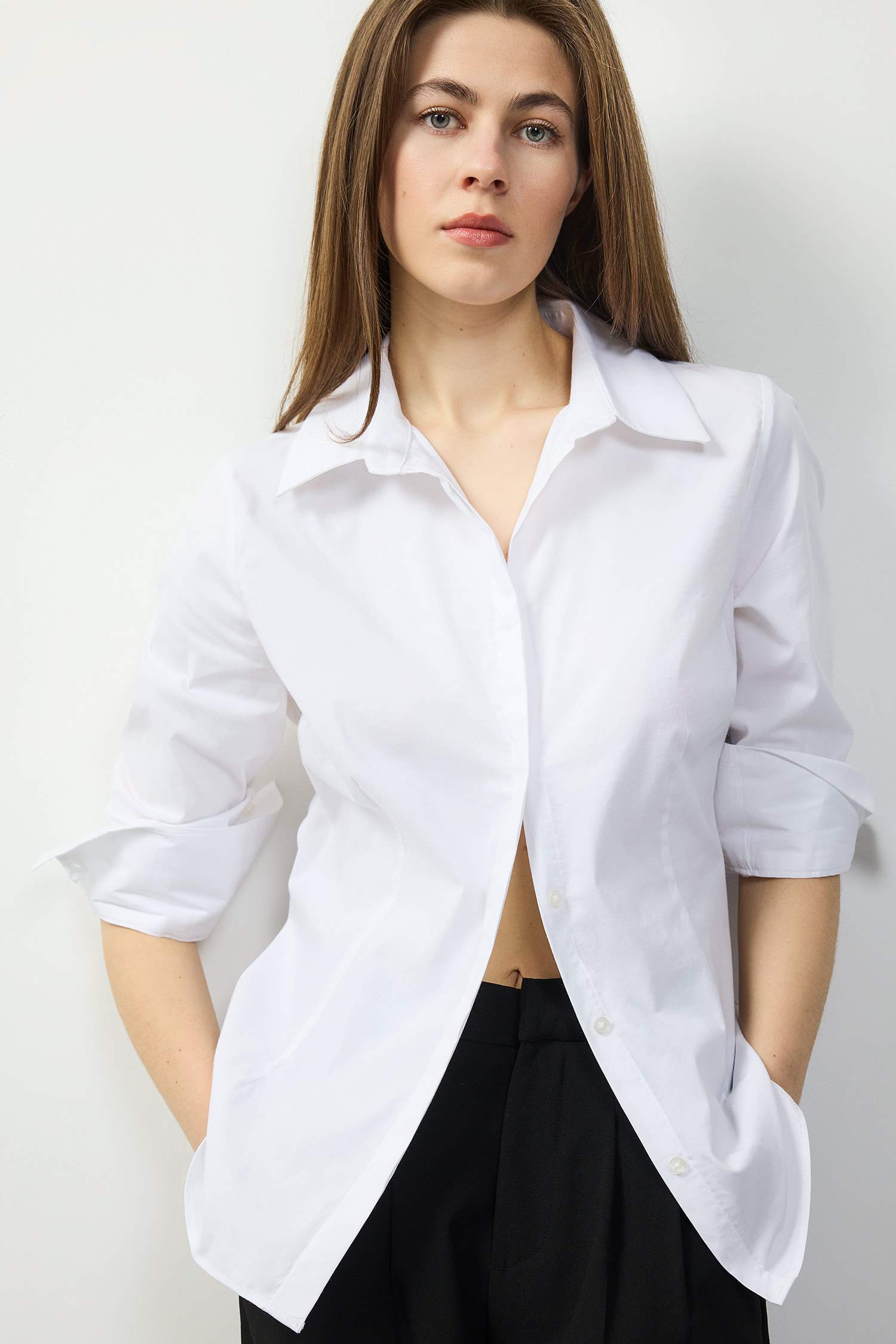 قميص كم طويل سليم فيت