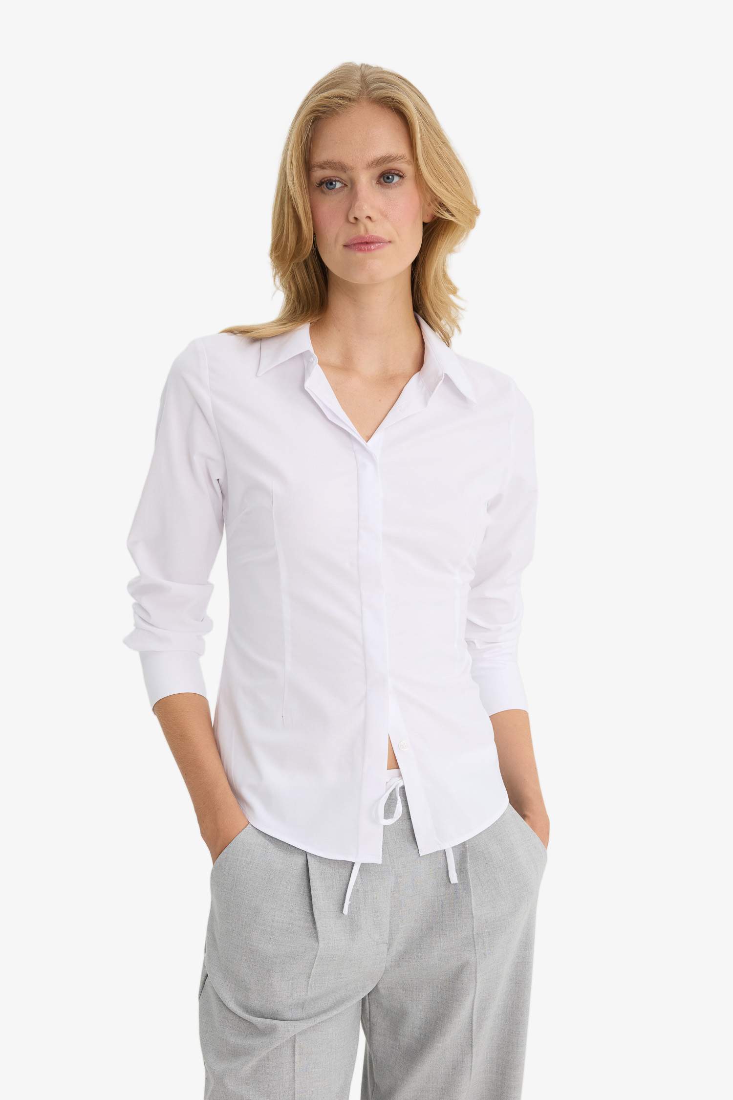 Chemise en bengaline à manches longues Coupe ajustée